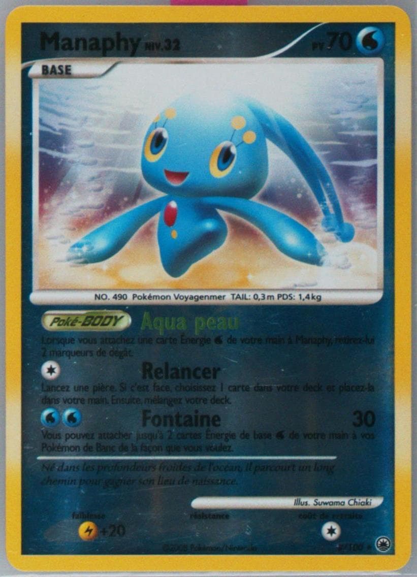 Manaphy-Reverse Foil French (8) 2008 Pokemon Diamond & Pearl Majestic Dawn