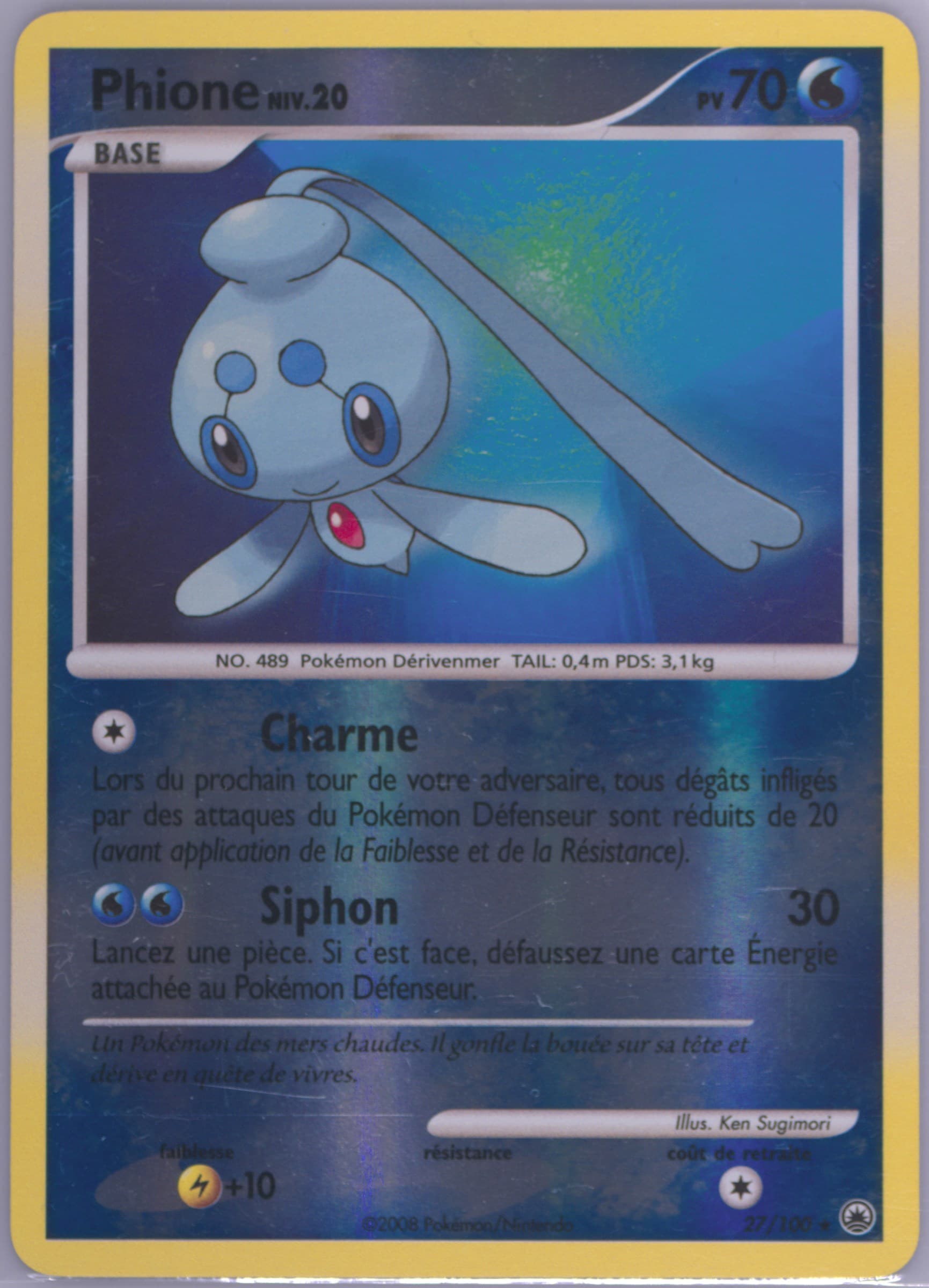 Phione-Reverse Foil French (27) 2008 Pokemon Diamond & Pearl Majestic Dawn