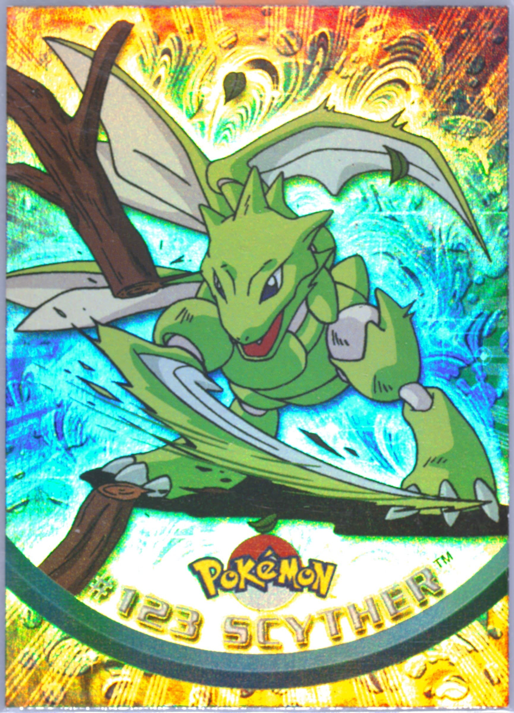 Scyther Rainbow Foil (123) 2000 Topps Pokemon TV Animation Series 3