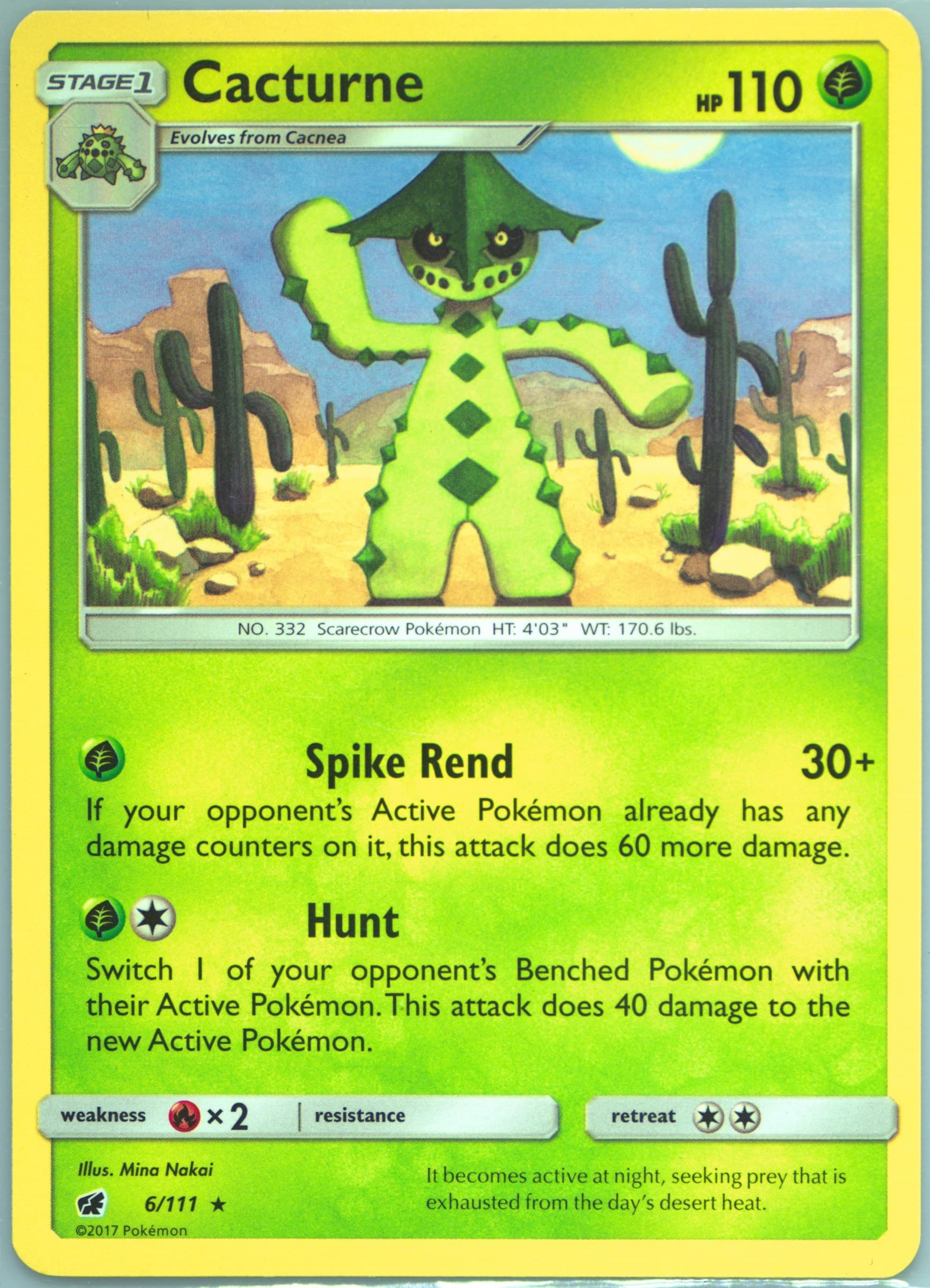 Cacturne (6) 2017 Pokemon Sun & Moon Crimson Invasion