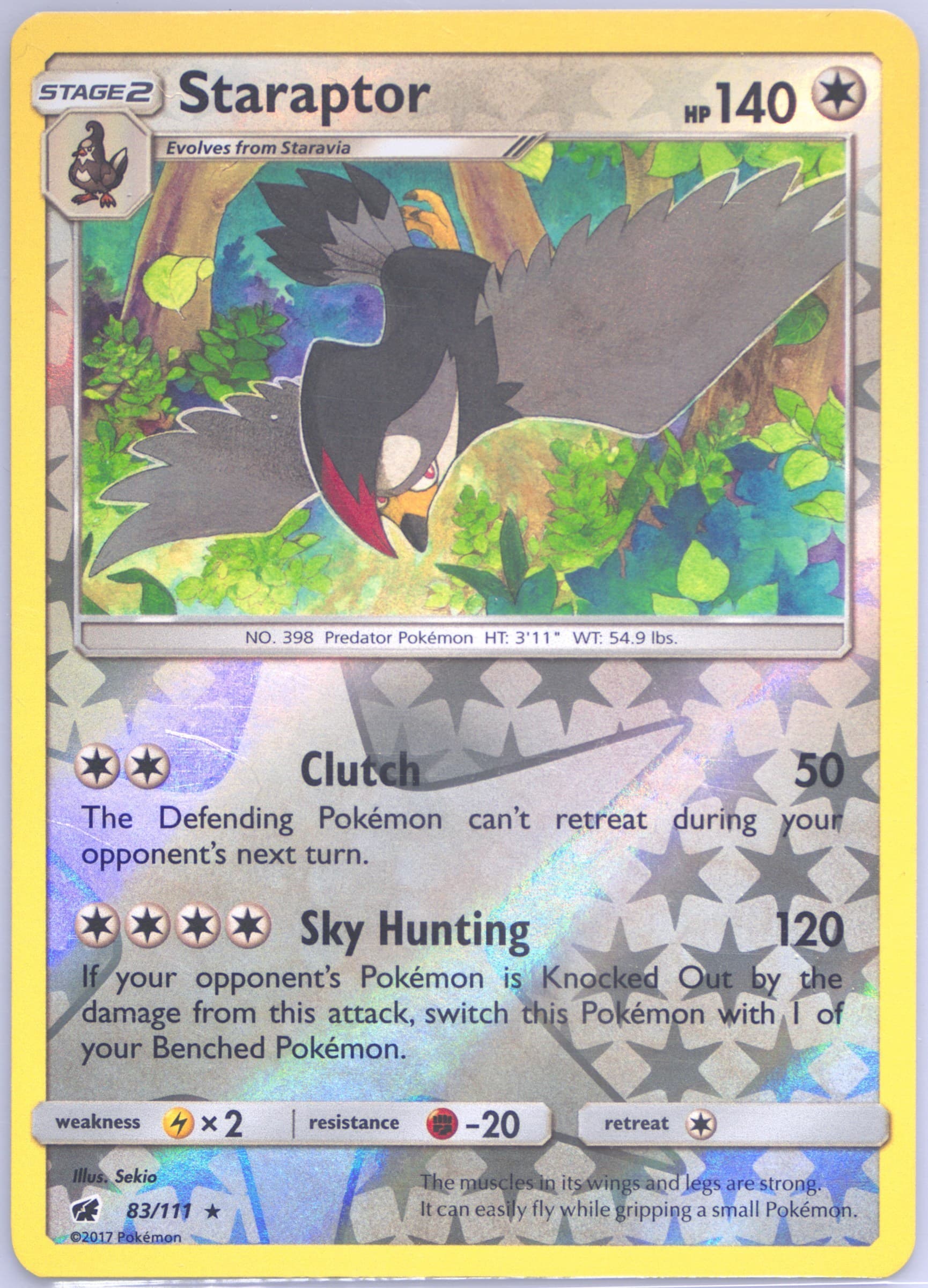 Staraptor-Reverse Foil (83) 2017 Pokemon Sun & Moon Crimson Invasion