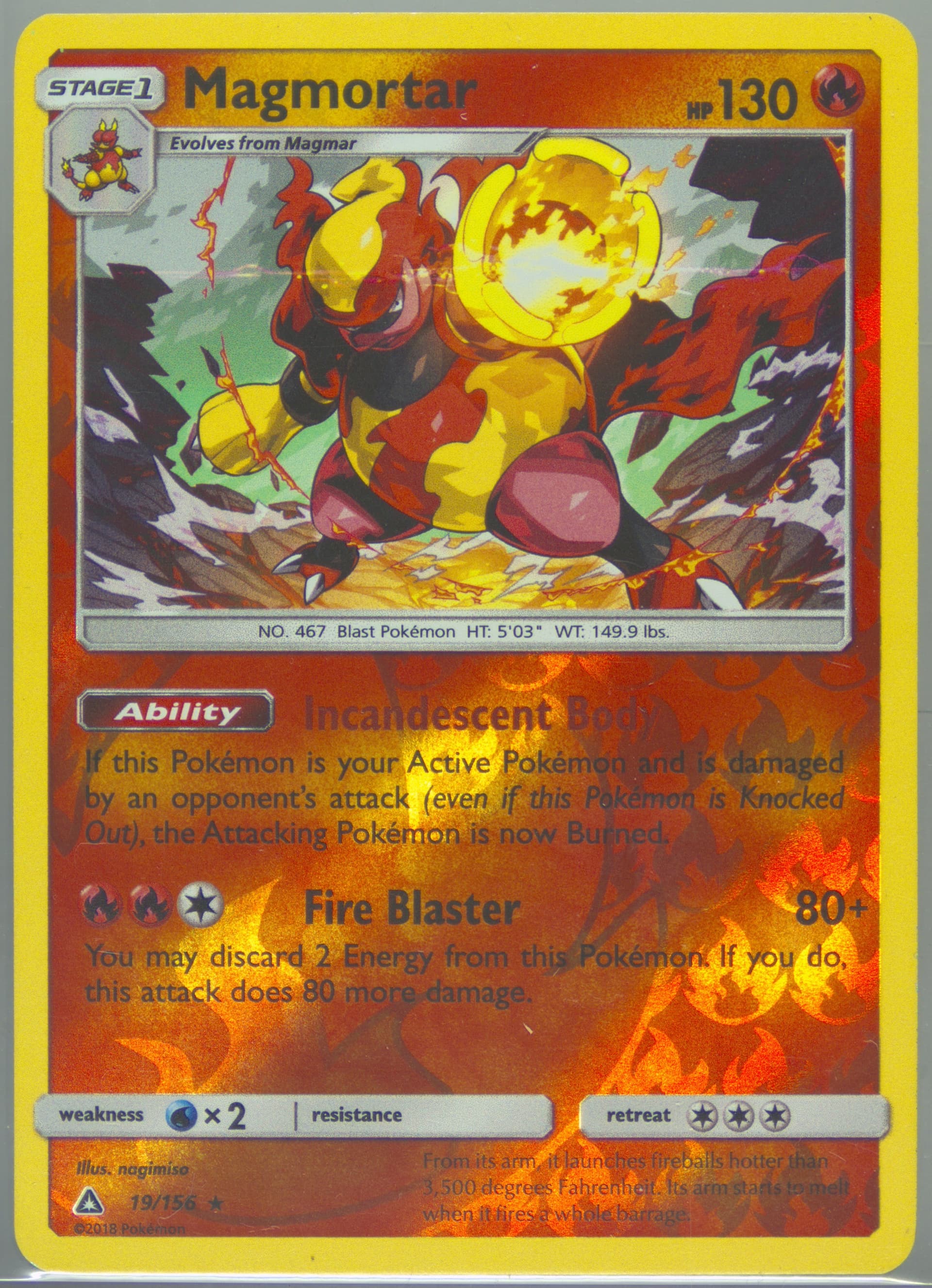 Magmortar-Reverse Foil (19) 2018 Pokemon Sun & Moon Ultra Prism