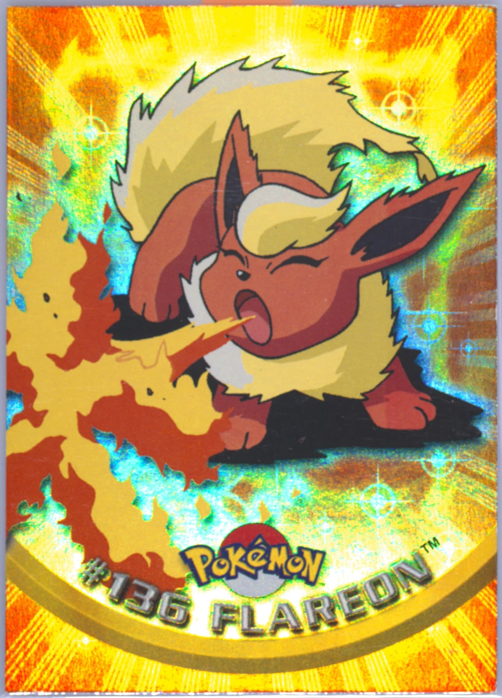 Flareon Rainbow Foil (136) 2000 Topps Pokemon TV Animation Series 3
