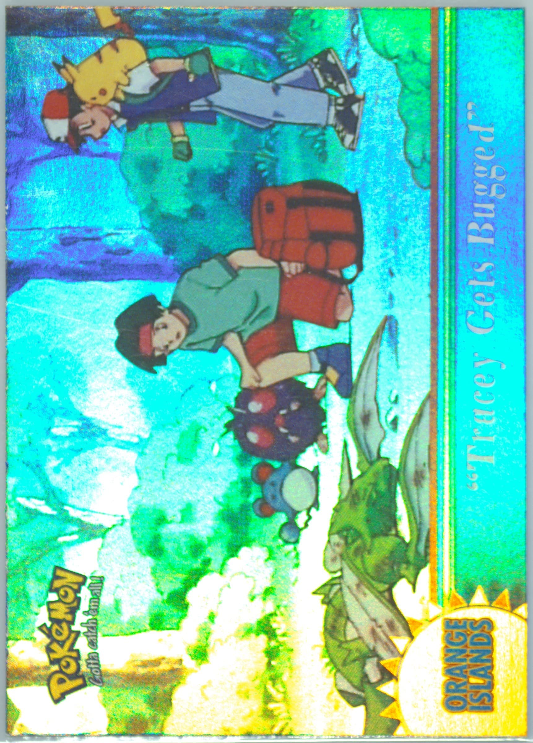Tracey Gets Bugged Rainbow Foil (OR14) 2000 Topps Pokemon TV Animation Series 3 Orange Islands