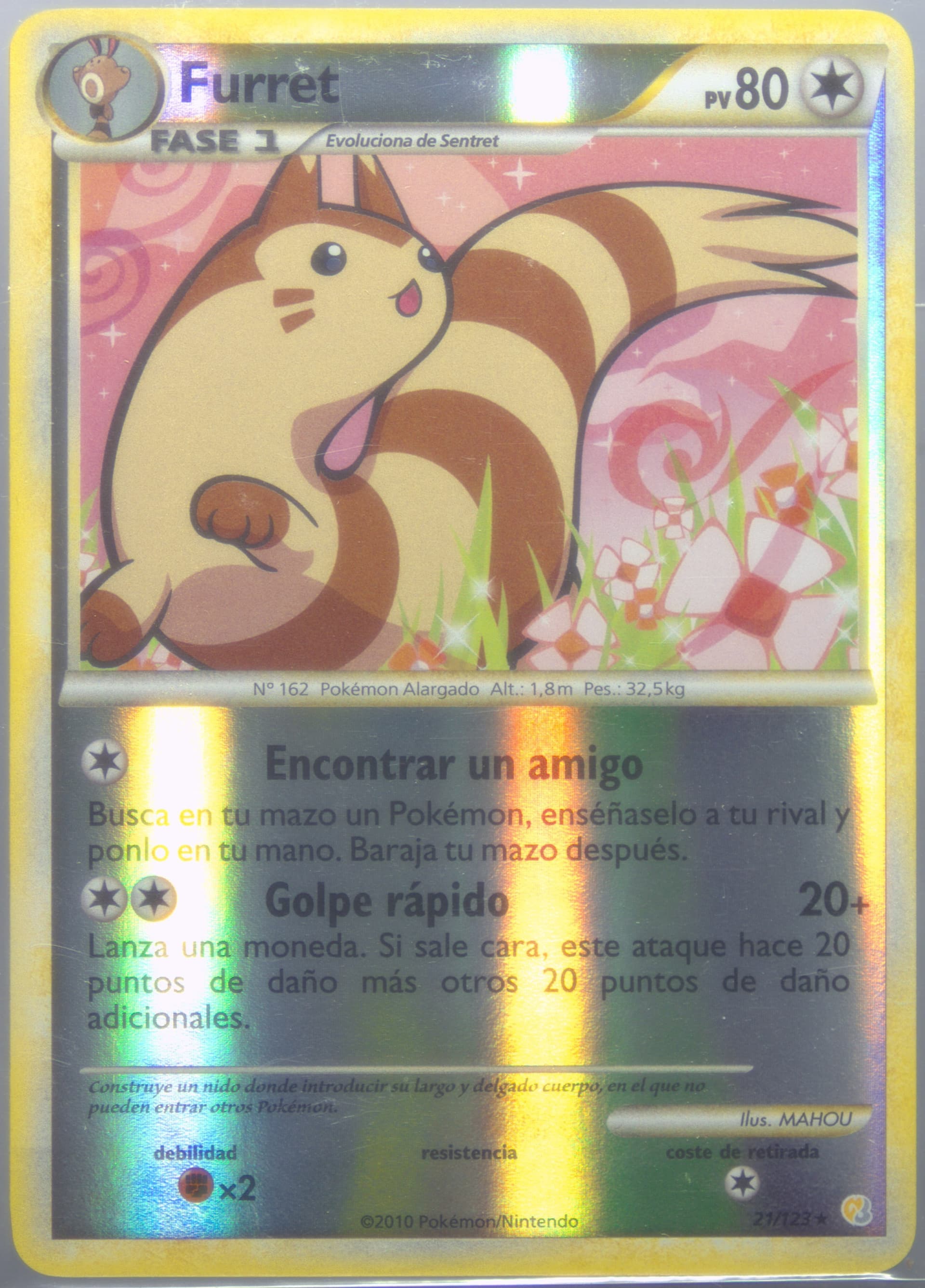 Furret-Reverse Foil Spanish (21) 2010 Pokemon Heartgold & Soulsilver