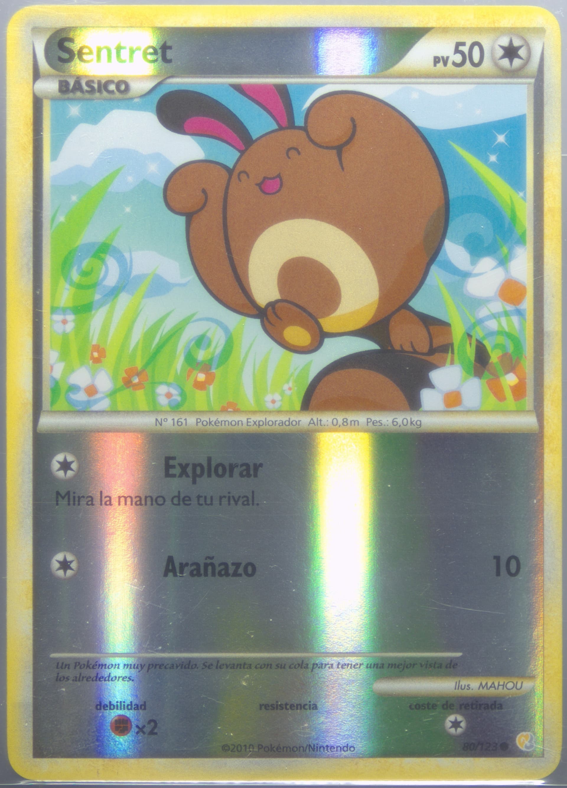 Sentret-Reverse Foil Spanish (80) 2010 Pokemon Heartgold & Soulsilver