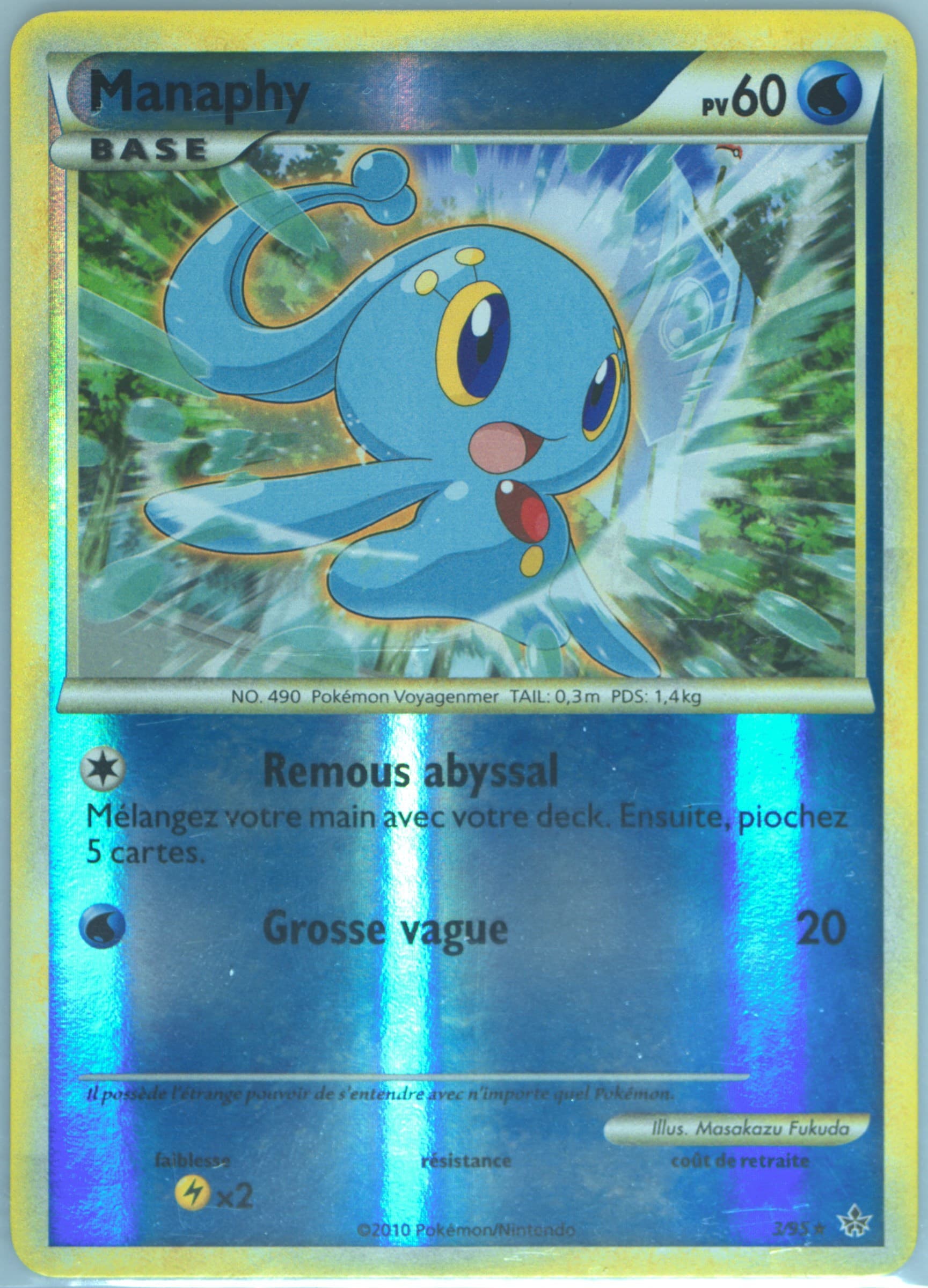 Manaphy-Reverse Foil French (3) 2010 Pokemon Heartgold & Soulsilver Unleashed