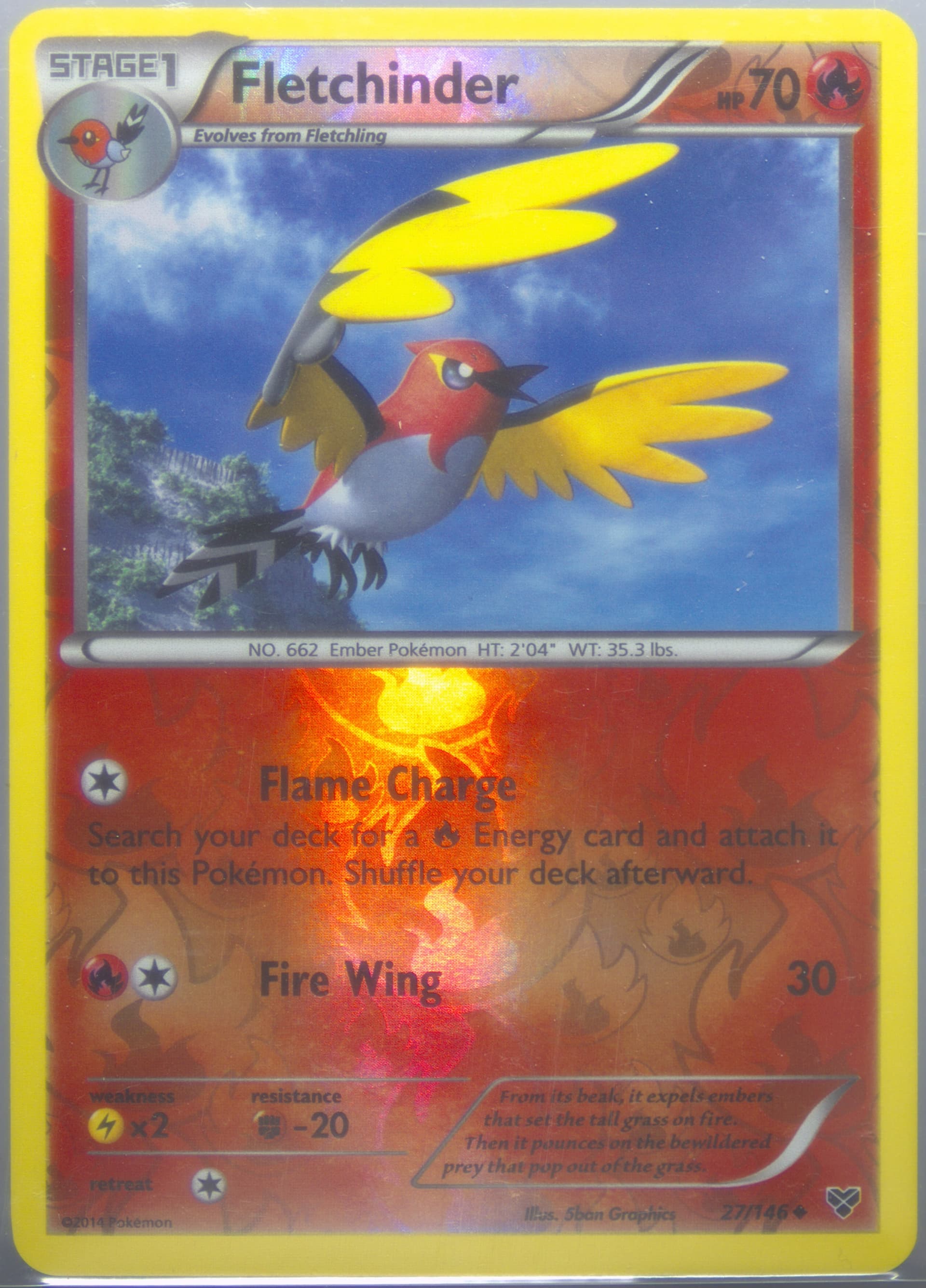 Fletchinder-Reverse Foil (27) 2014 Pokemon XY