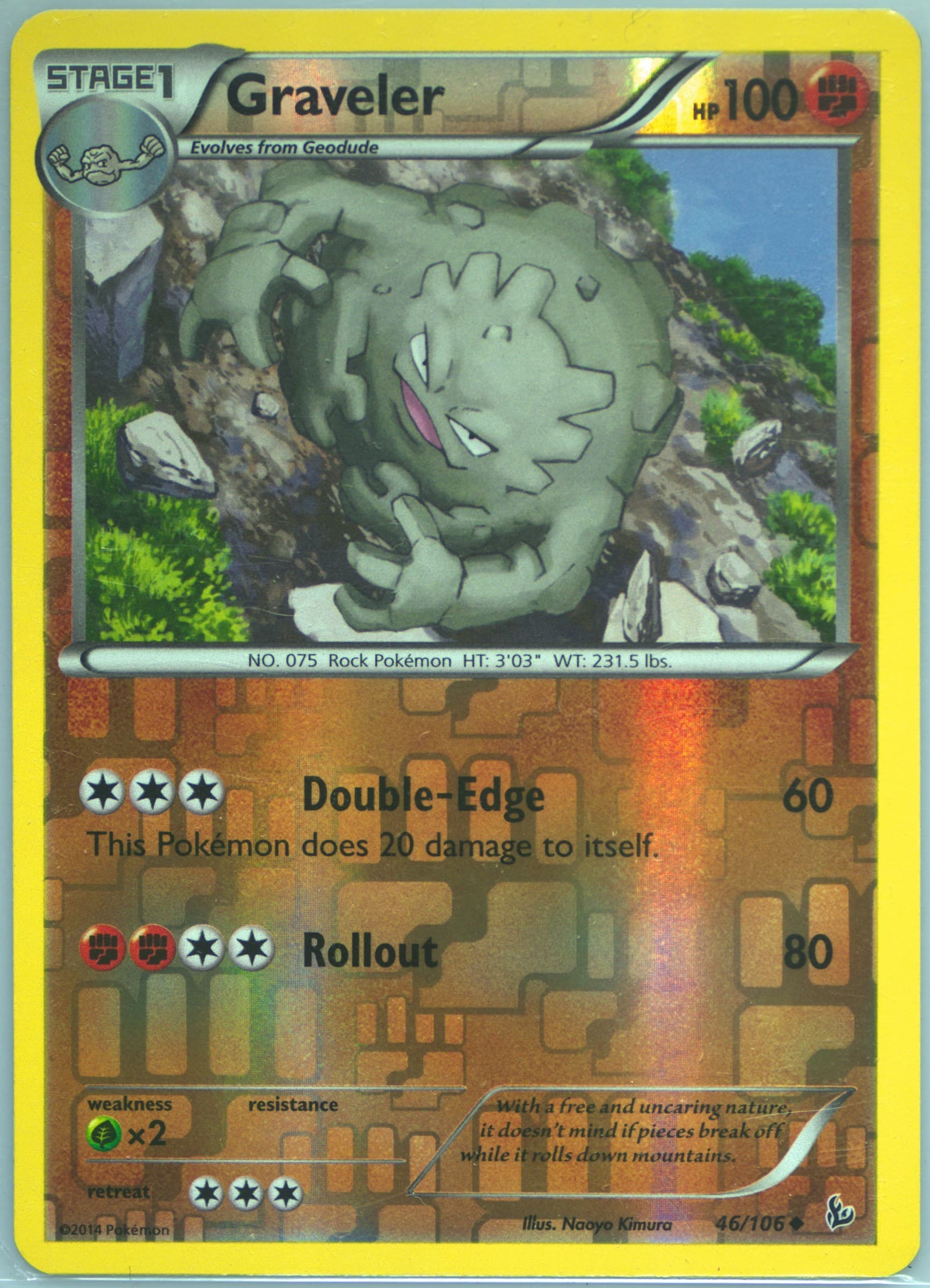 Graveler-Reverse Foil (46) 2014 Pokemon XY Flashfire