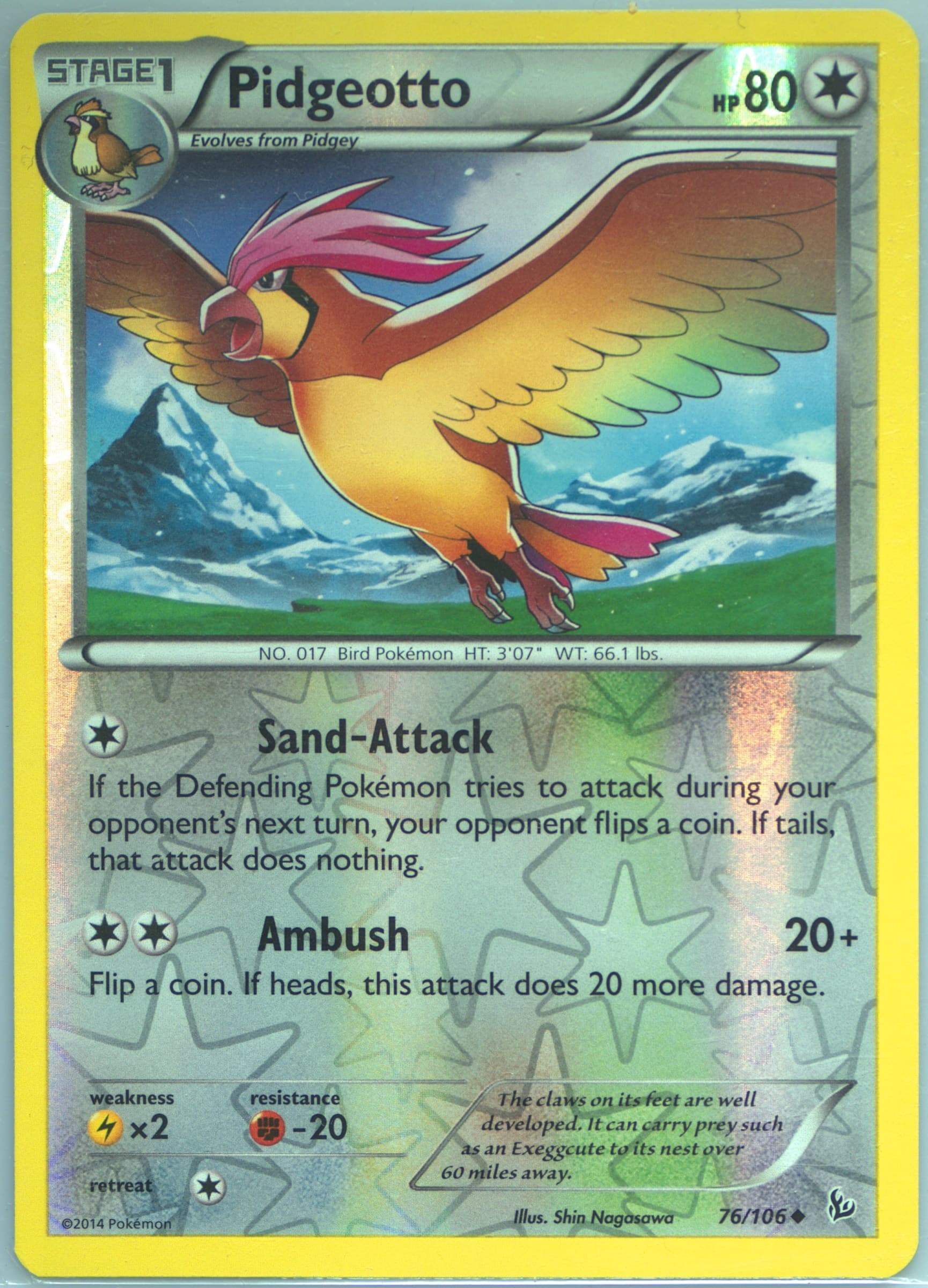 Pidgeotto-Reverse Foil (76) 2014 Pokemon XY Flashfire