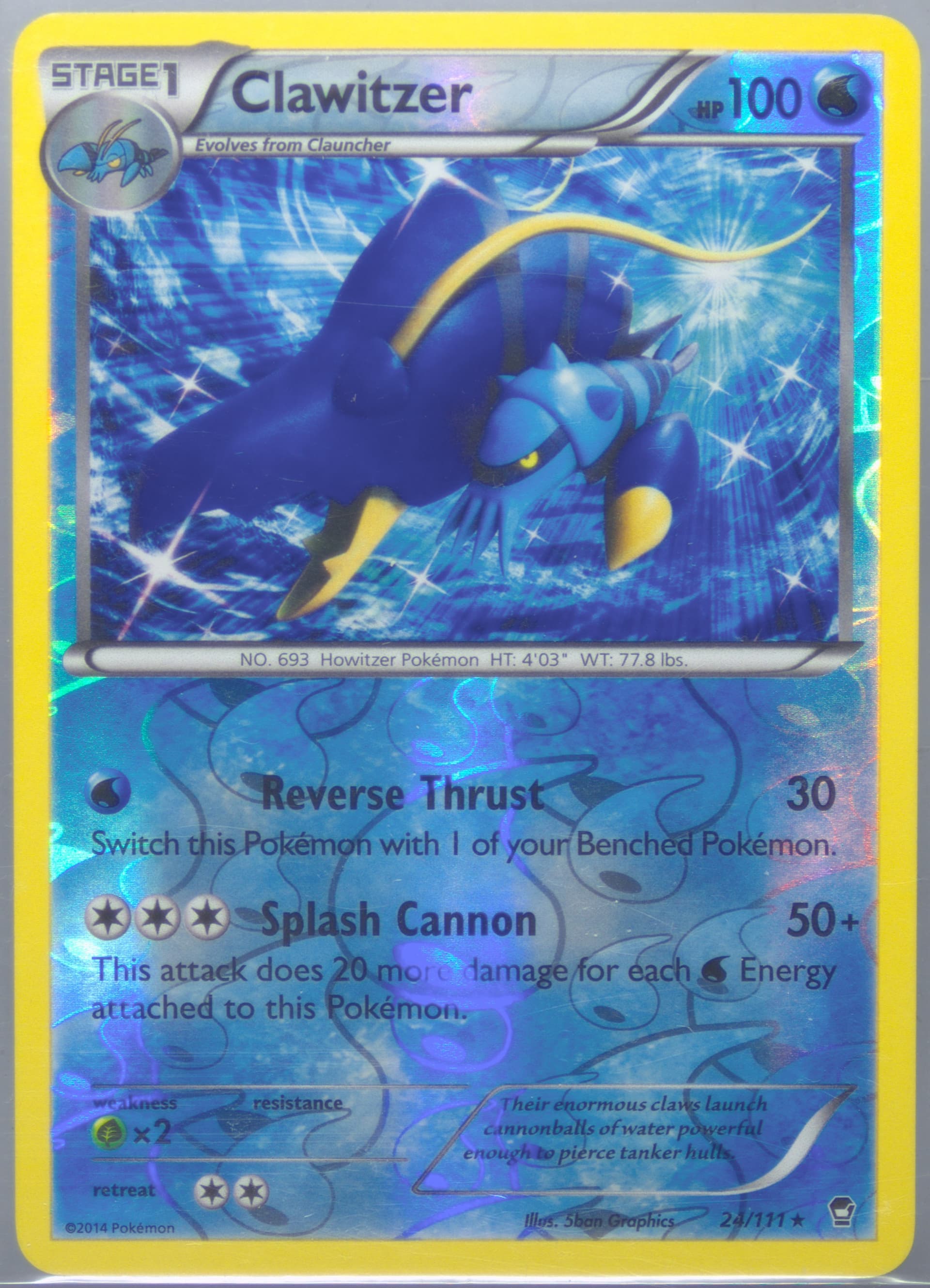 Clawitzer-Reverse Foil (24) 2014 Pokemon XY Furious Fists