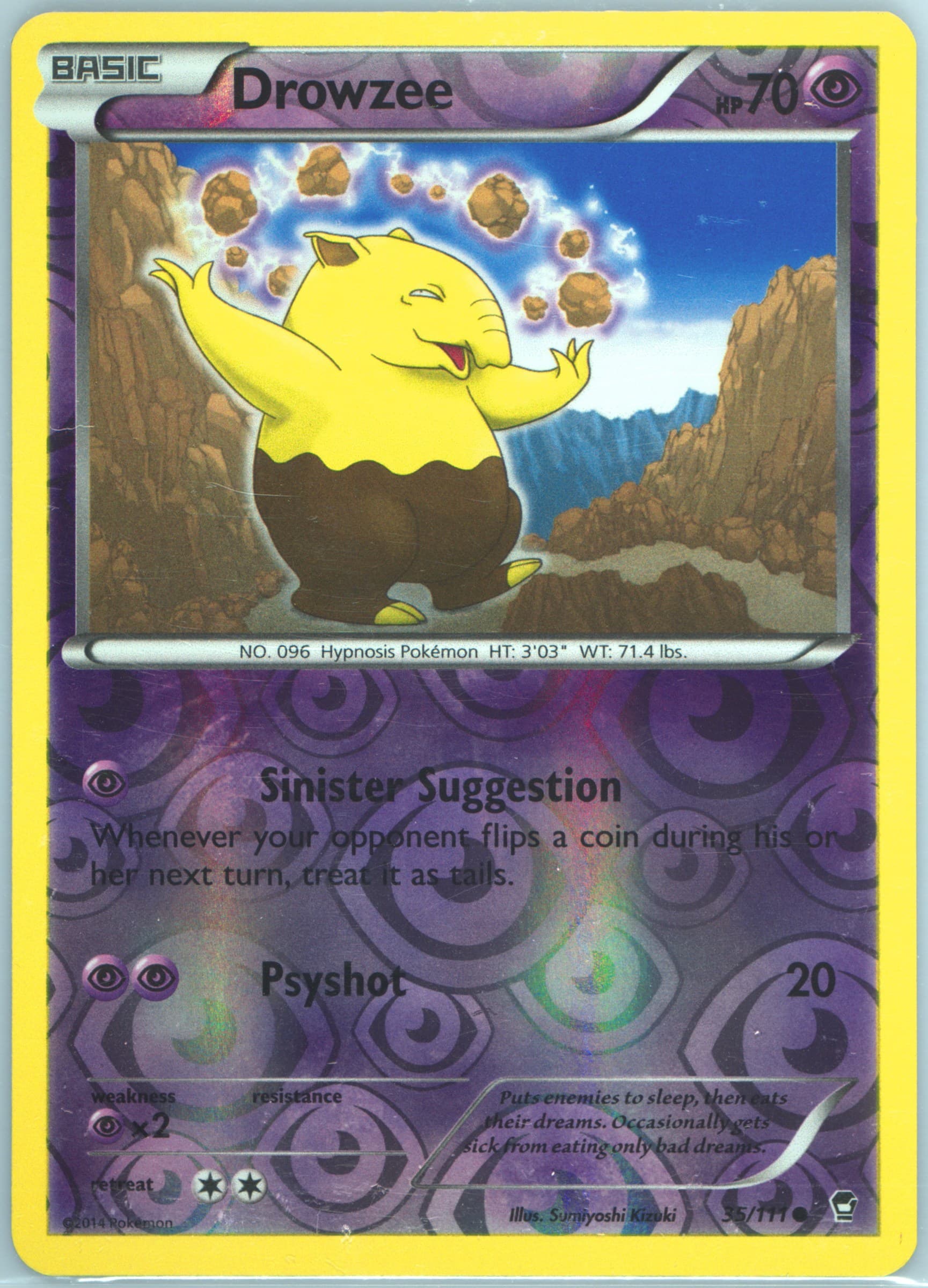 Drowzee-Reverse Foil (35) 2014 Pokemon XY Furious Fists