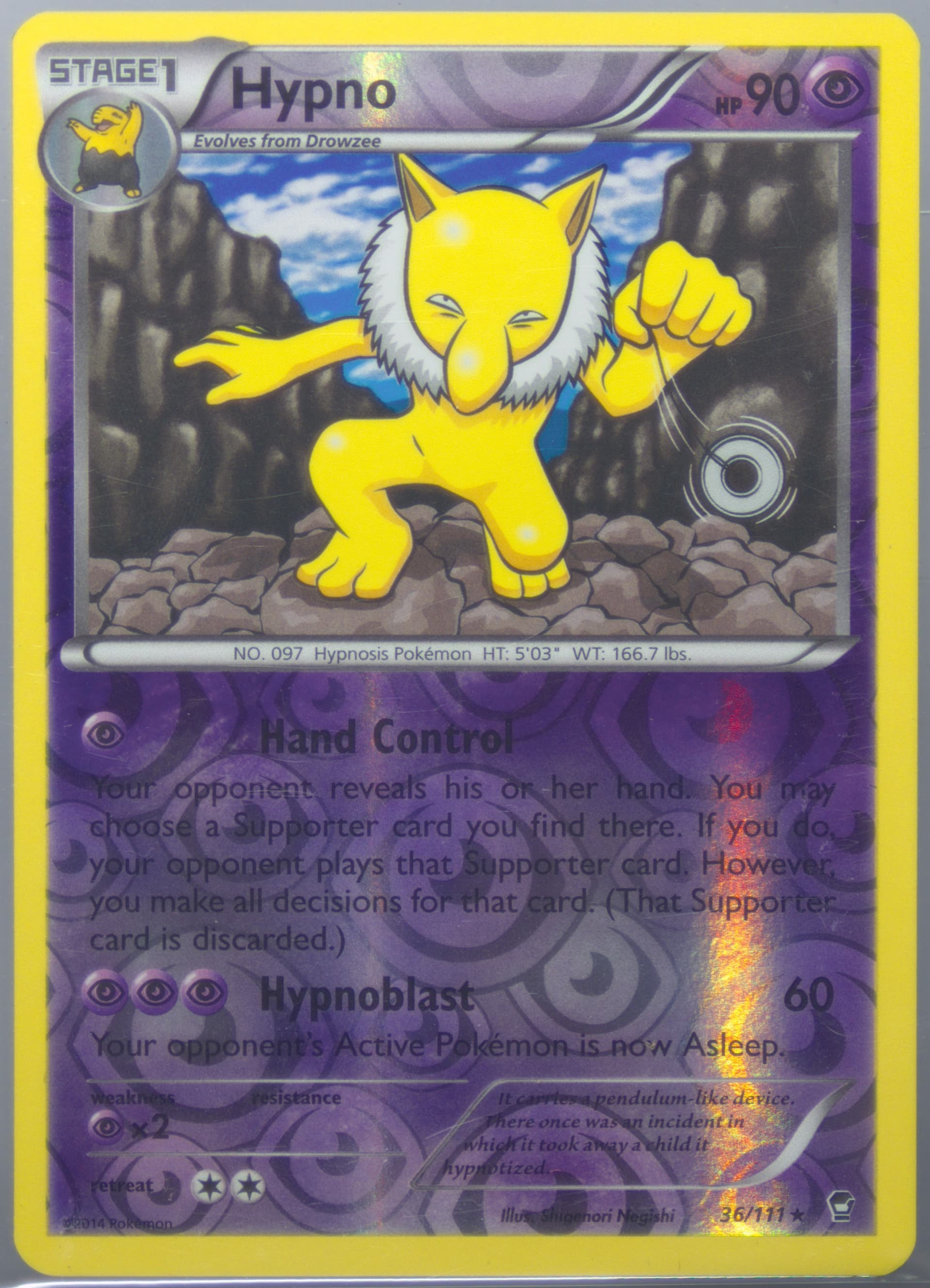 Hypno-Reverse Foil (36) 2014 Pokemon XY Furious Fists