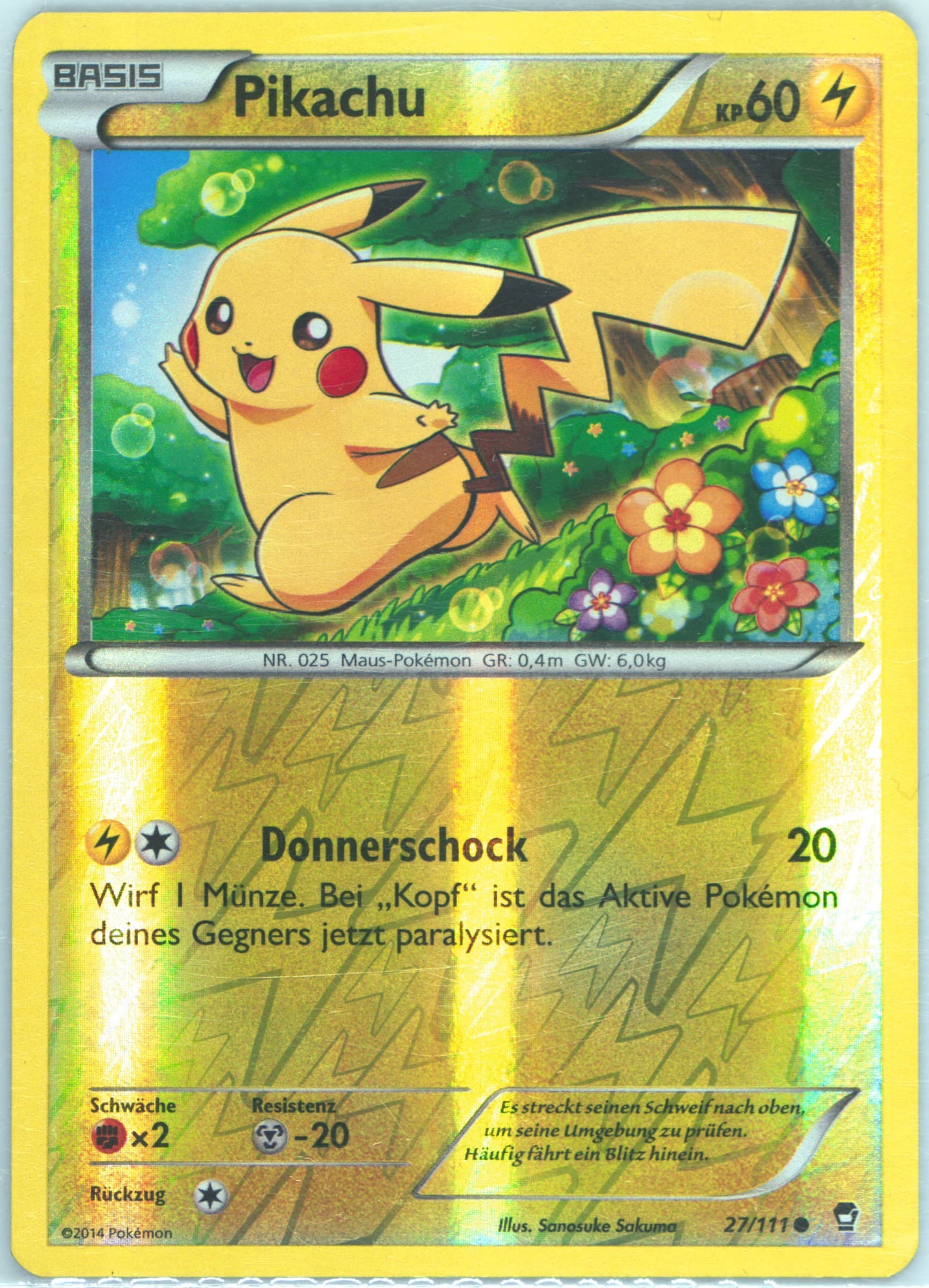Pikachu-Reverse Foil German (27) 2014 Pokemon XY Furious Fists