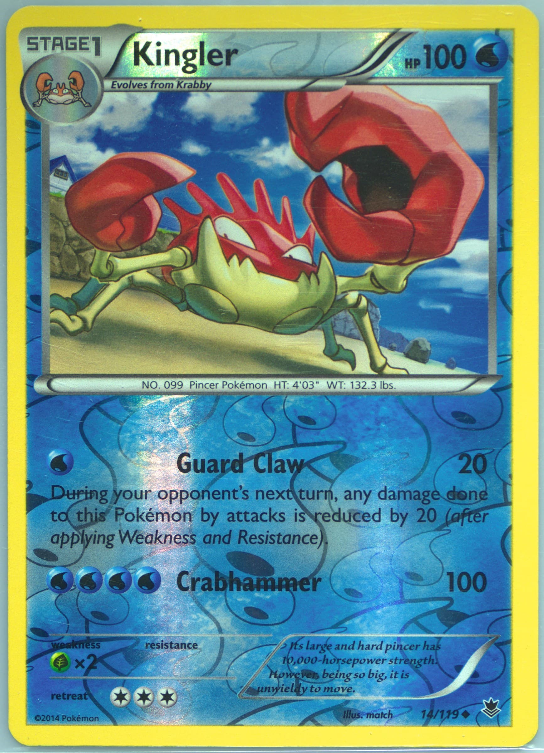 Kingler-Reverse Foil (14) 2014 Pokemon XY Phantom Forces