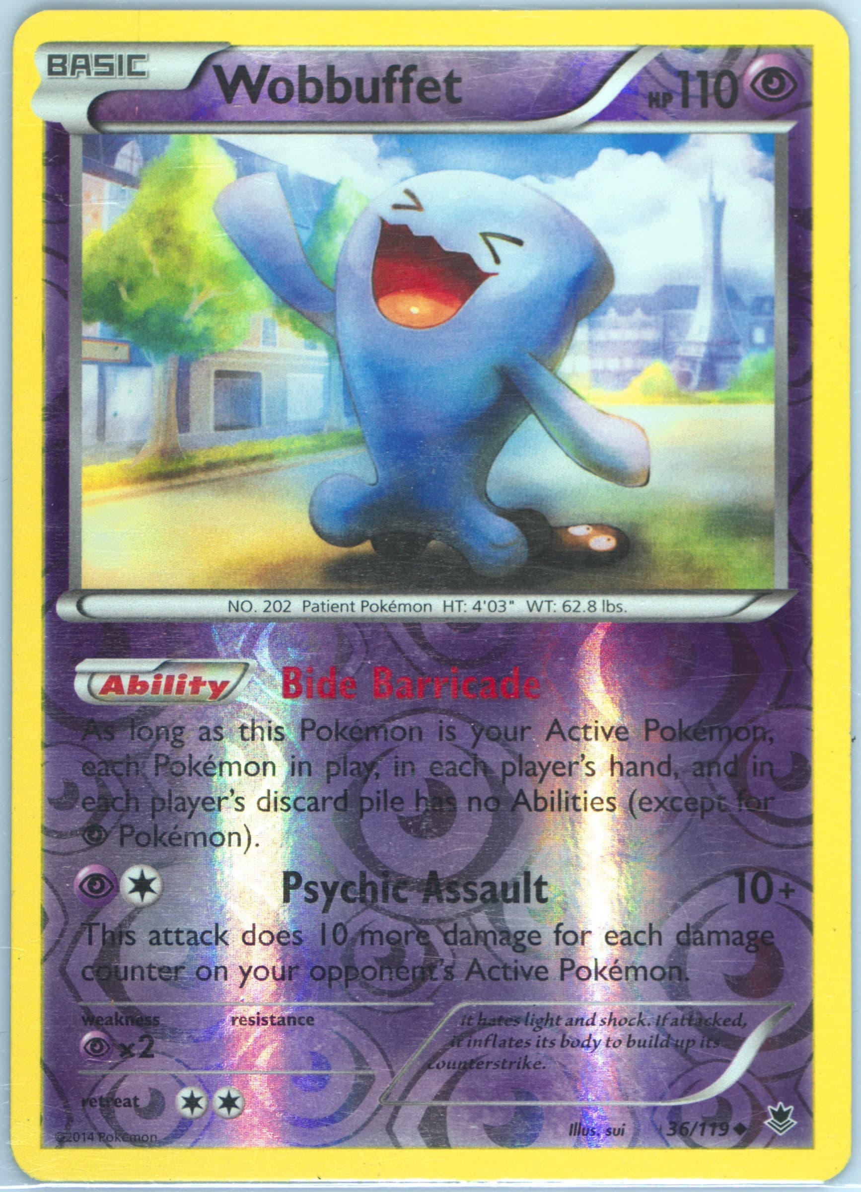 Wobbuffet-Reverse Foil (36) 2014 Pokemon XY Phantom Forces