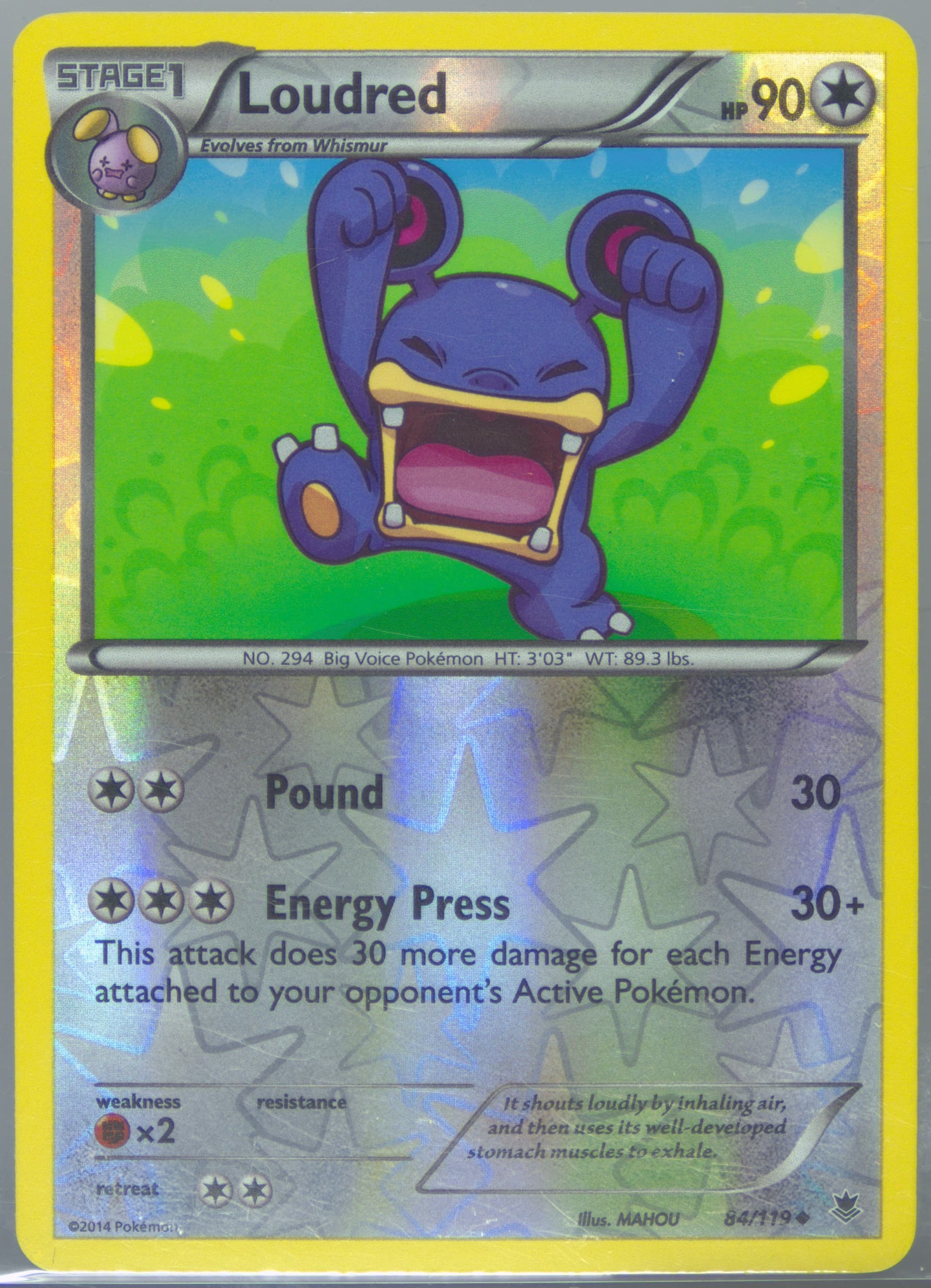 Loudred-Reverse Foil (84) 2014 Pokemon XY Phantom Forces