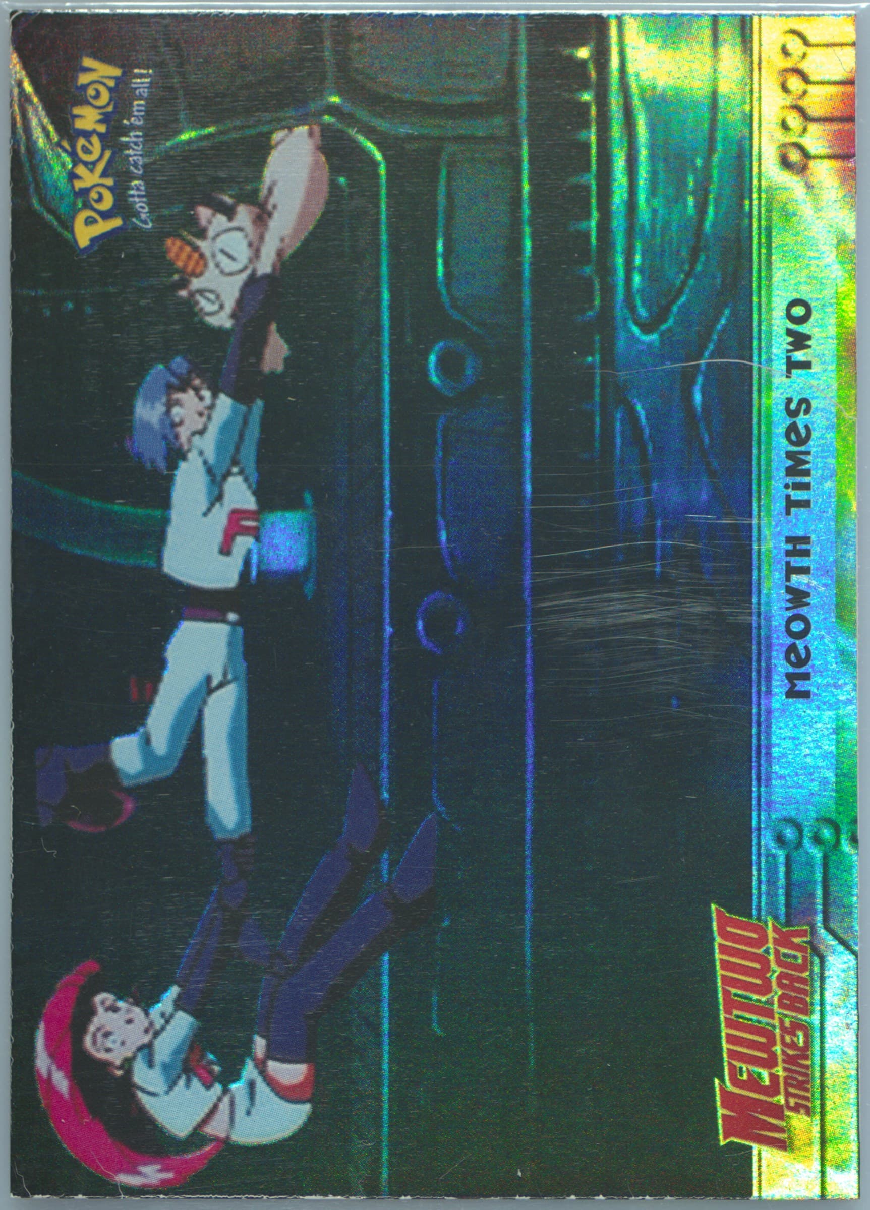 Movie Edition Meowth Times Two-Rainbow Foil (23) 1999 Topps Pokemon the Movie Edt