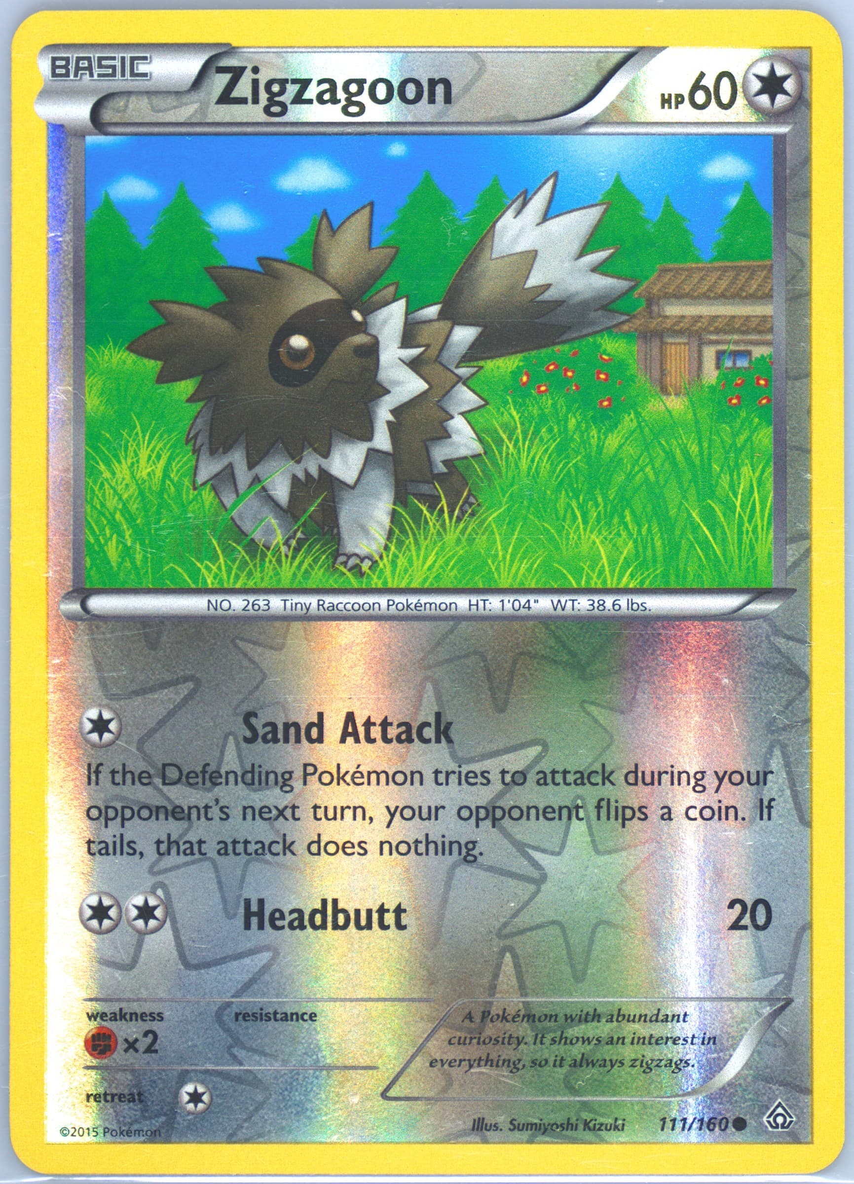 Zigzagoon-Reverse Foil (111) 2015 Pokemon XY Primal Clash
