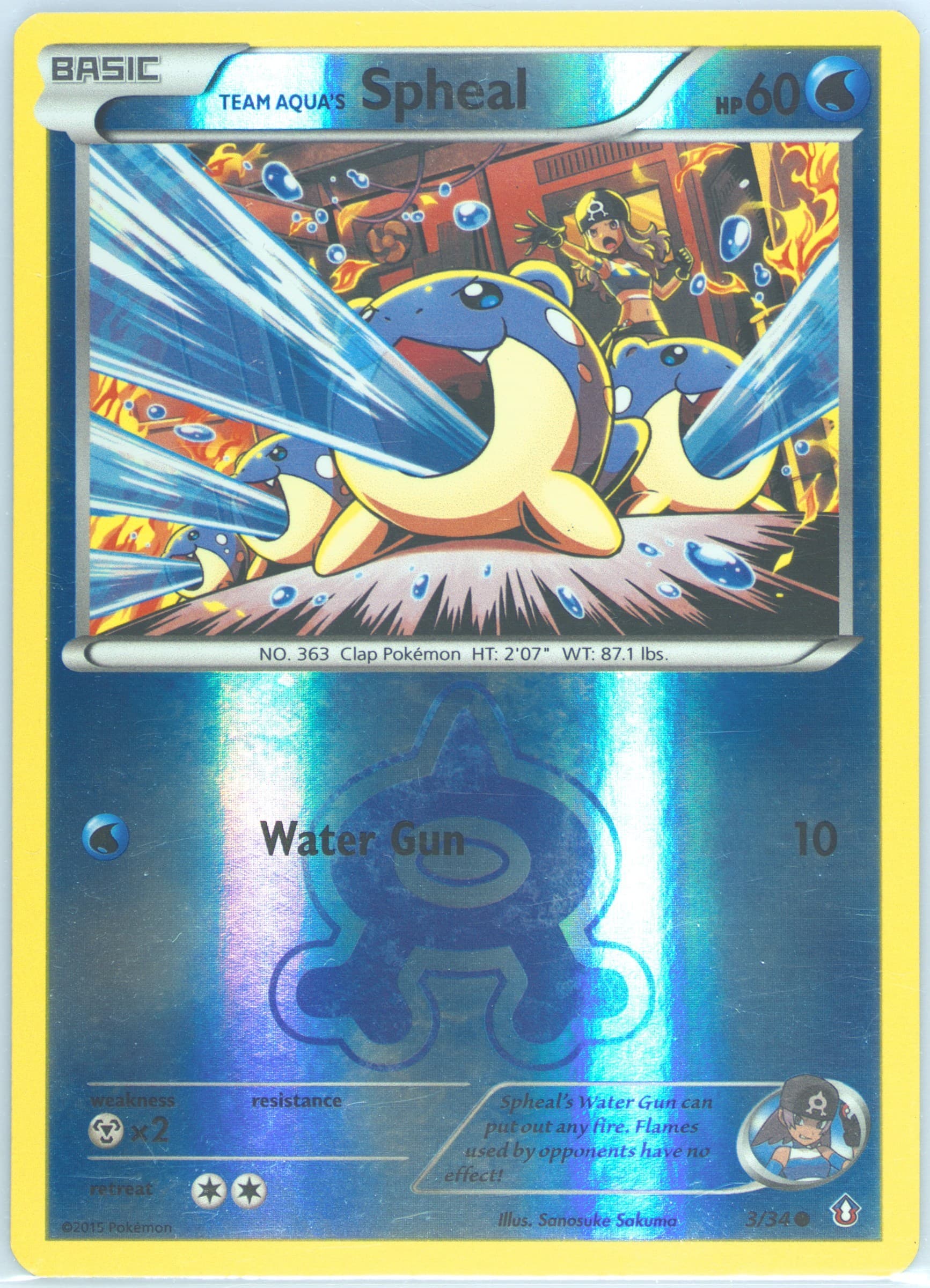 Team Aqua's Spheal-Reverse Foil (3) 2015 Pokemon XY Double Crisis