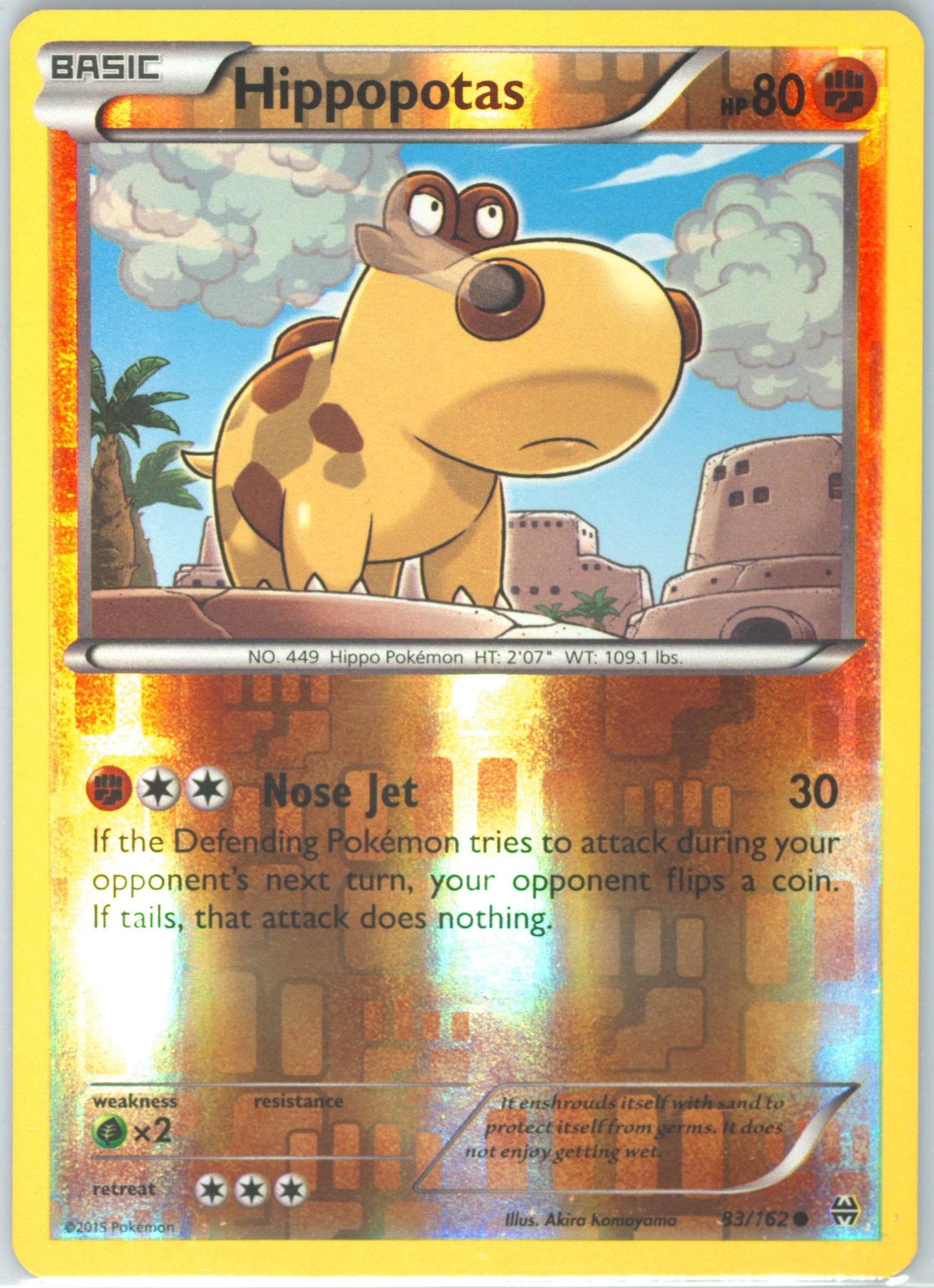 Hippopotas-Reverse Foil (83) 2015 Pokemon XY Breakthrough