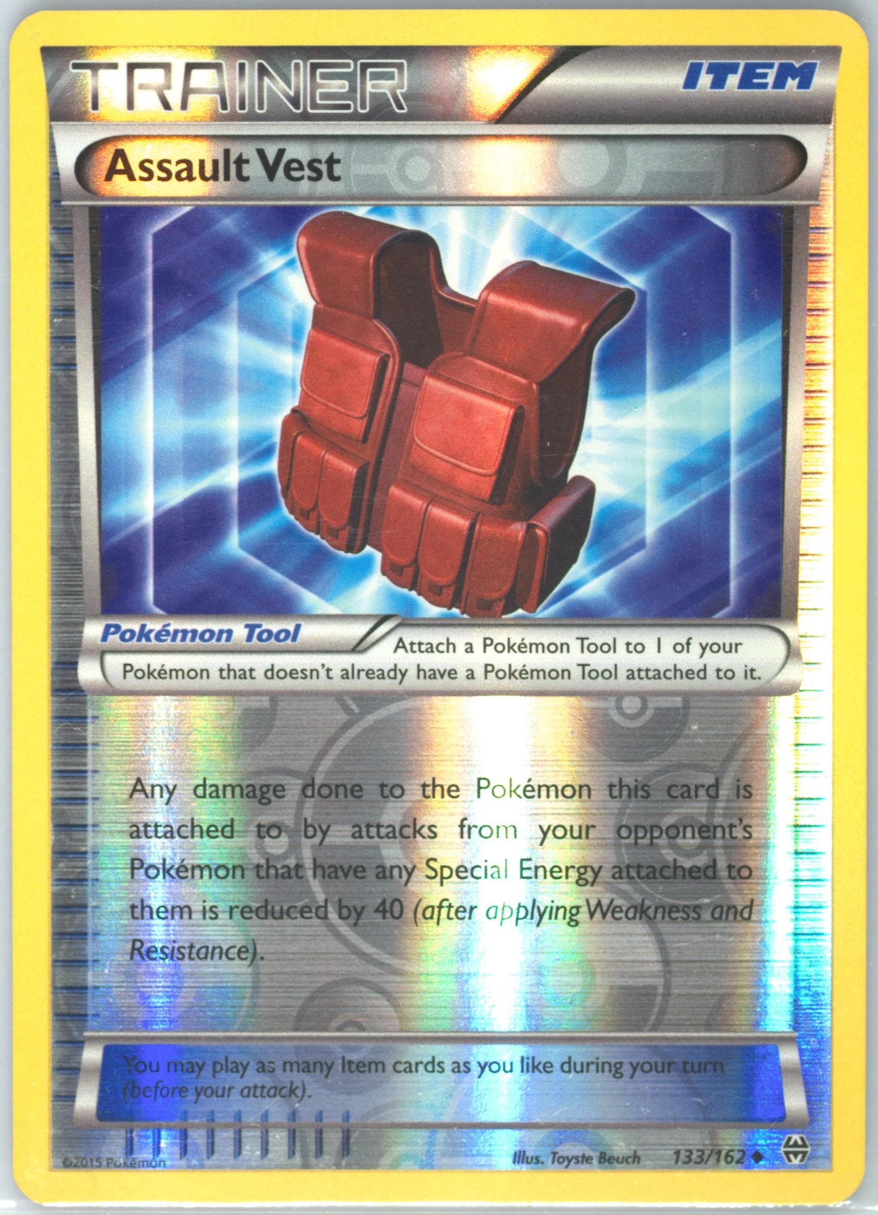 Assault Vest-Reverse Foil (133) 2015 Pokemon XY Breakthrough