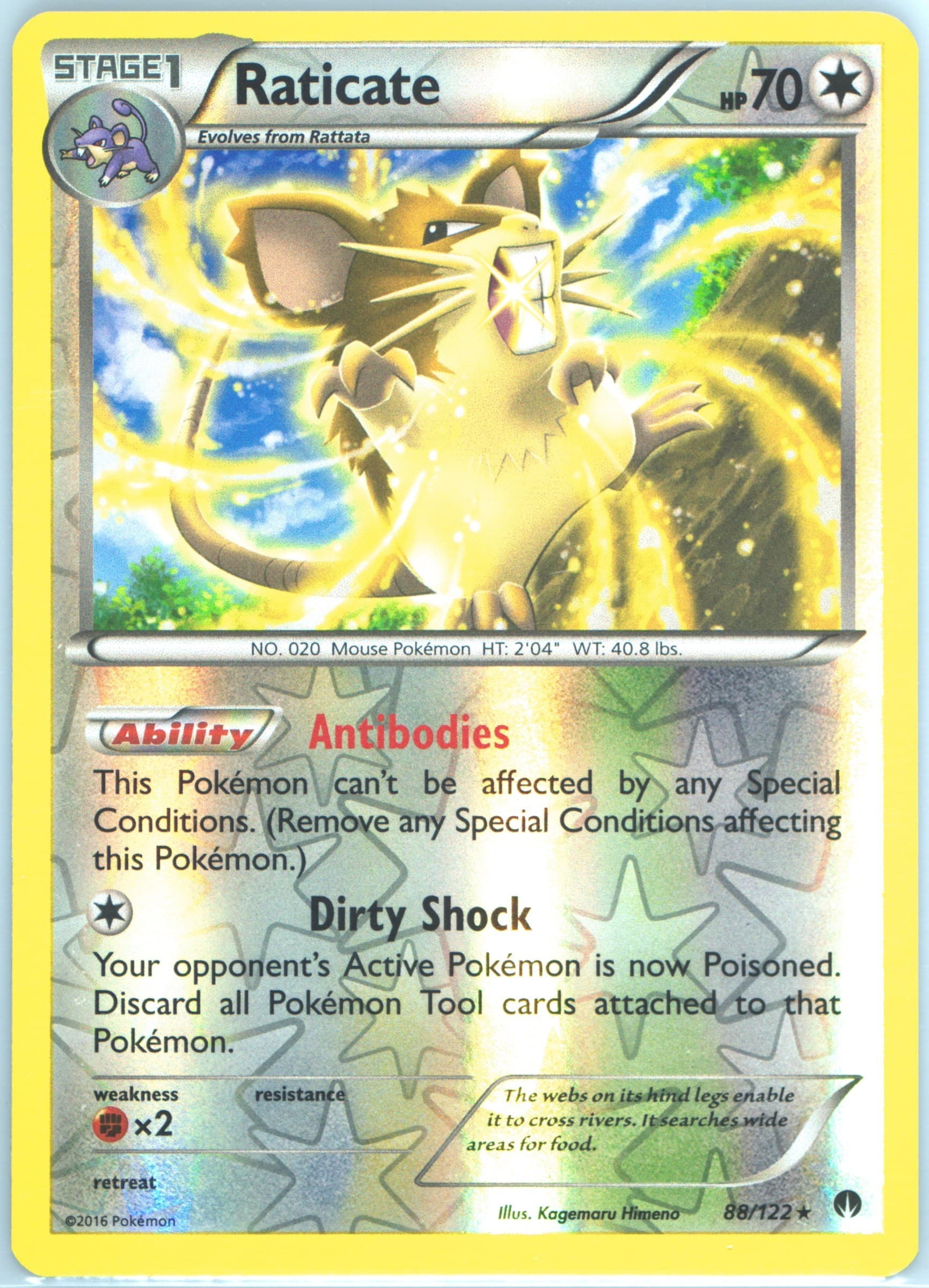 Raticate-Reverse Foil (88) 2016 Pokemon XY Breakpoint