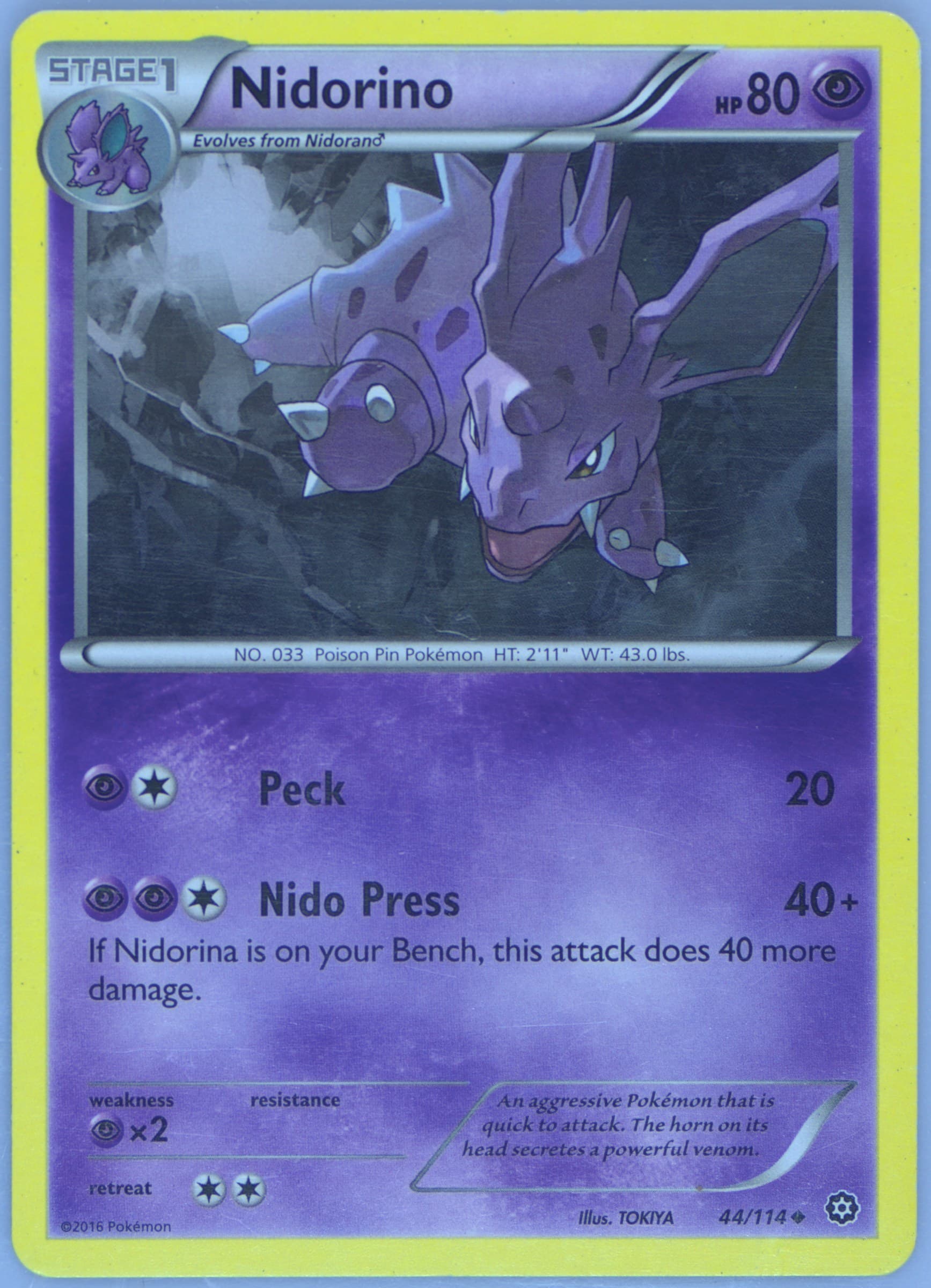 Nidorino (44) 2016 Pokemon XY Steam Siege