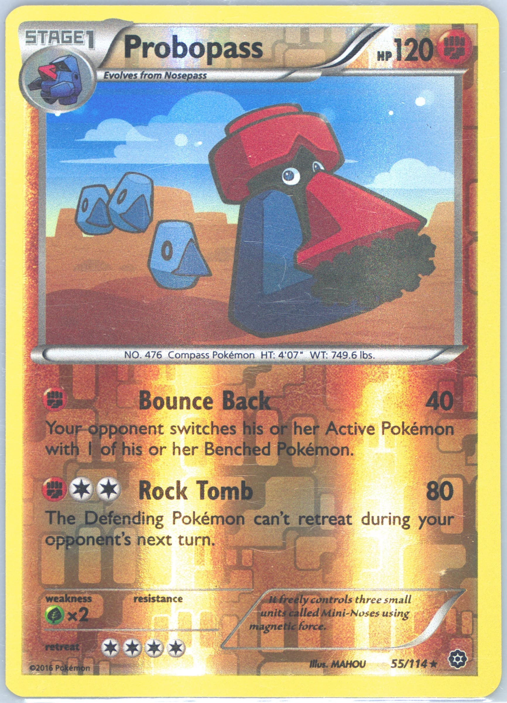 Probopass-Reverse Foil (55) 2016 Pokemon XY Steam Siege