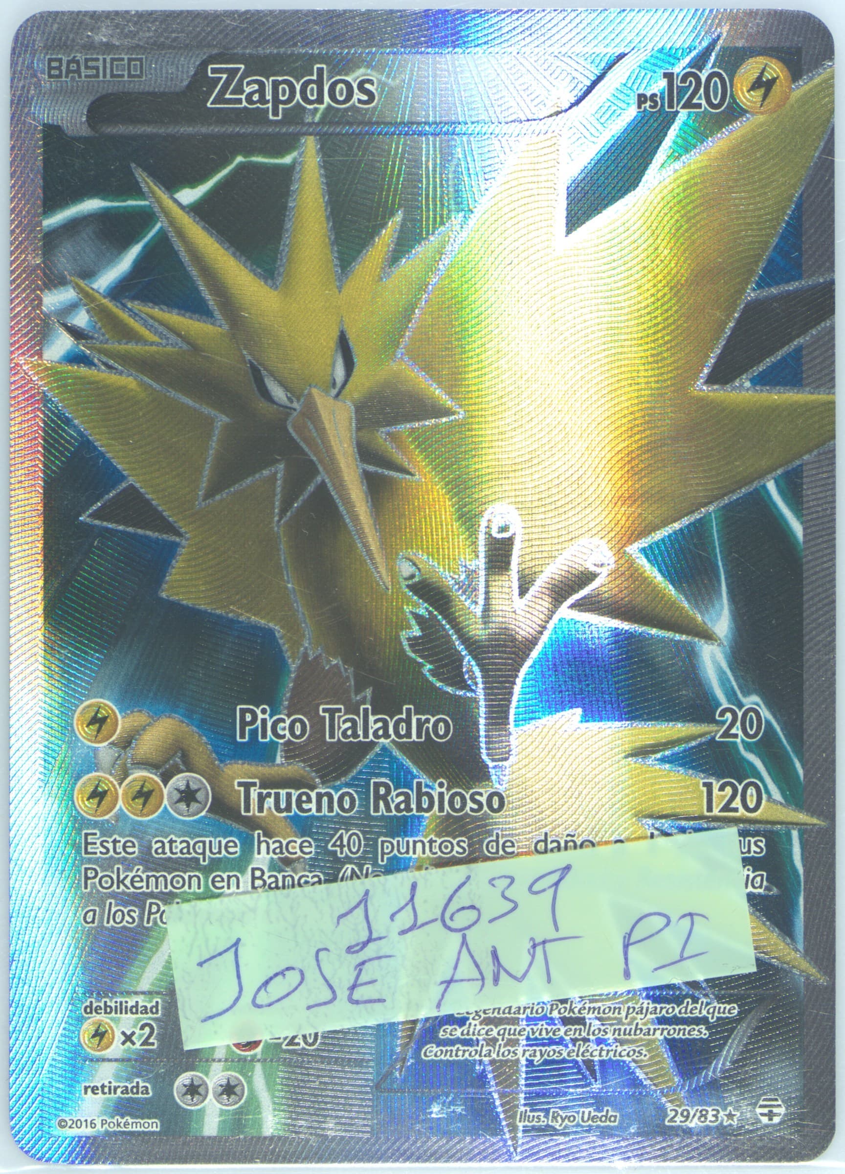 Full Art/Zapdos Spanish (29) 2016 Pokemon XY Generations