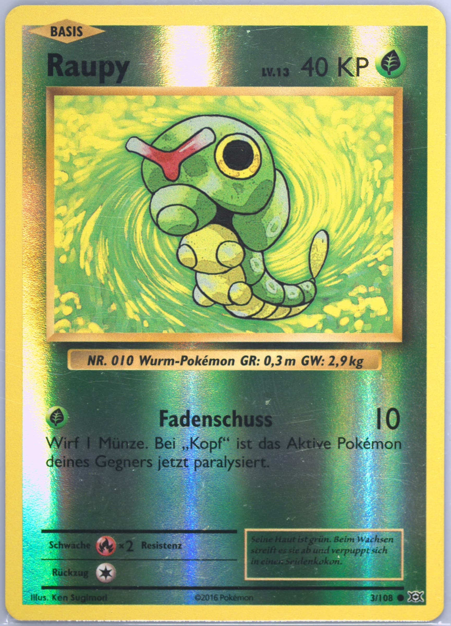 Raupy-Reverse Foil German (3) 2016 Pokemon XY Evolutions