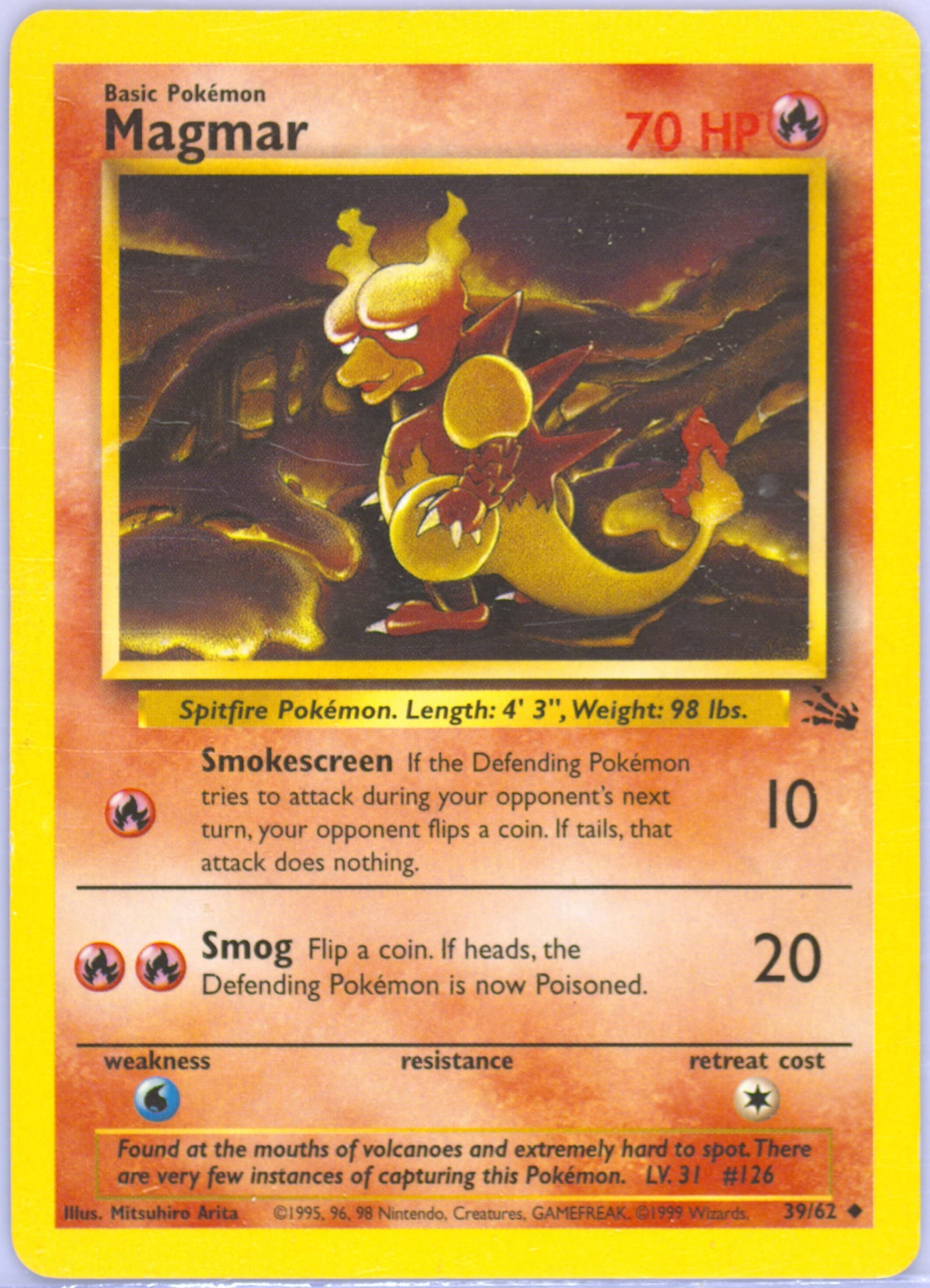 Magmar 1999-2000 Copyright (39) 1999 Pokemon Fossil