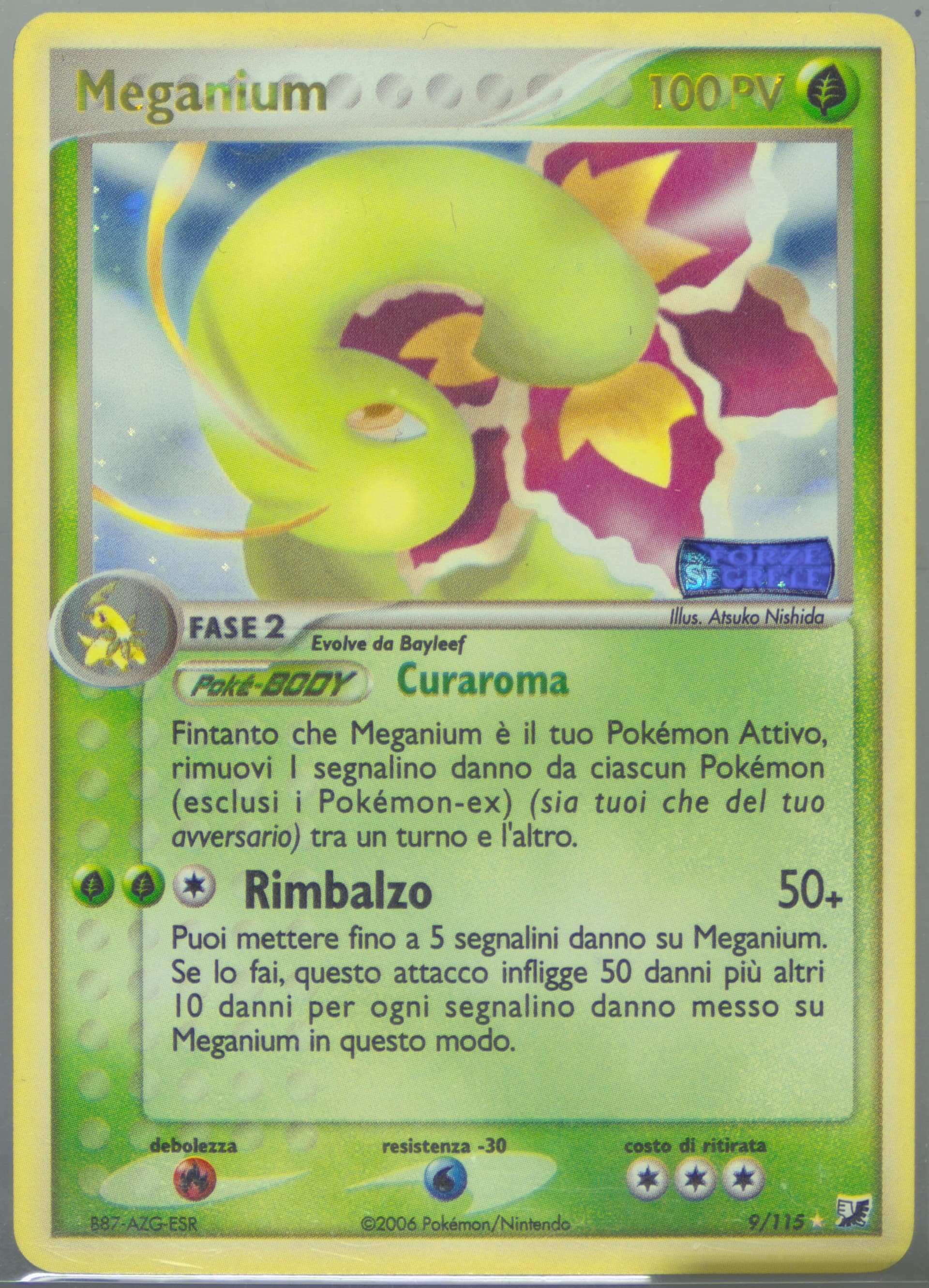 Meganium-Reverse Foil Italian (9) 2005 Pokemon EX Unseen Forces