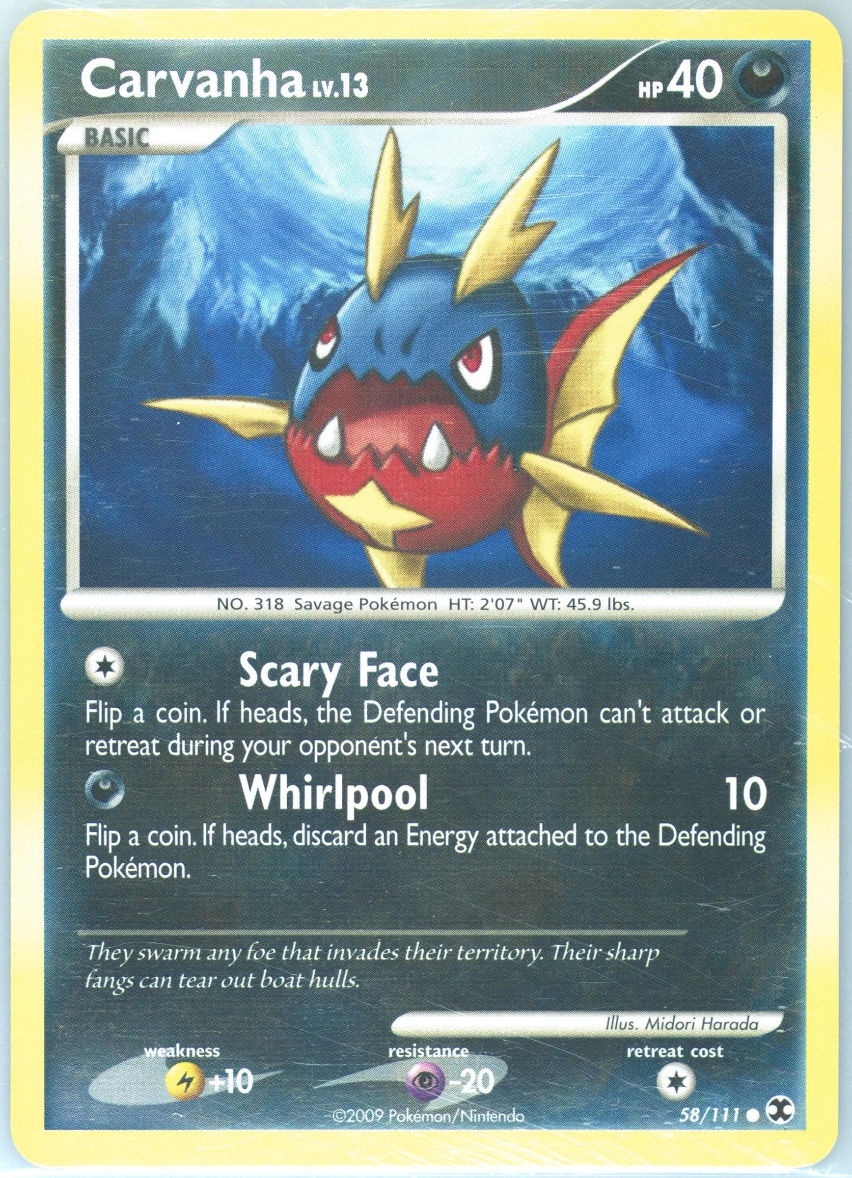 Carvanha (58) 2009 Pokemon Platinum Rising Rivals