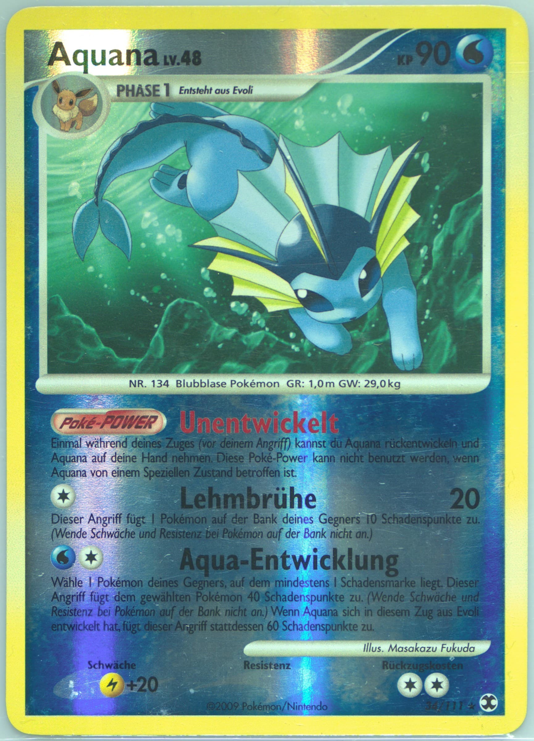 Aquana-Reverse Foil German (34) 2009 Pokemon Platinum Rising Rivals