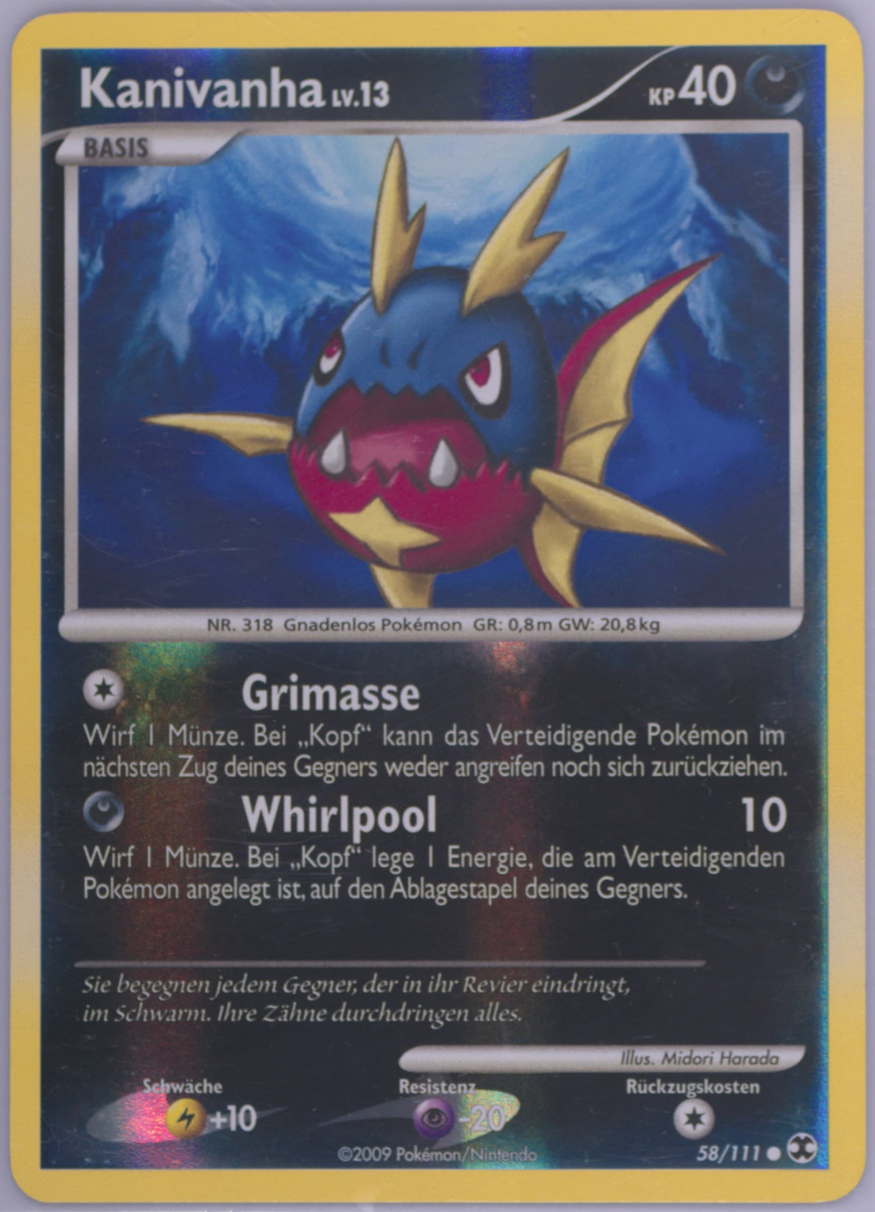 Kanivanha-Reverse Foil German (58) 2009 Pokemon Platinum Rising Rivals