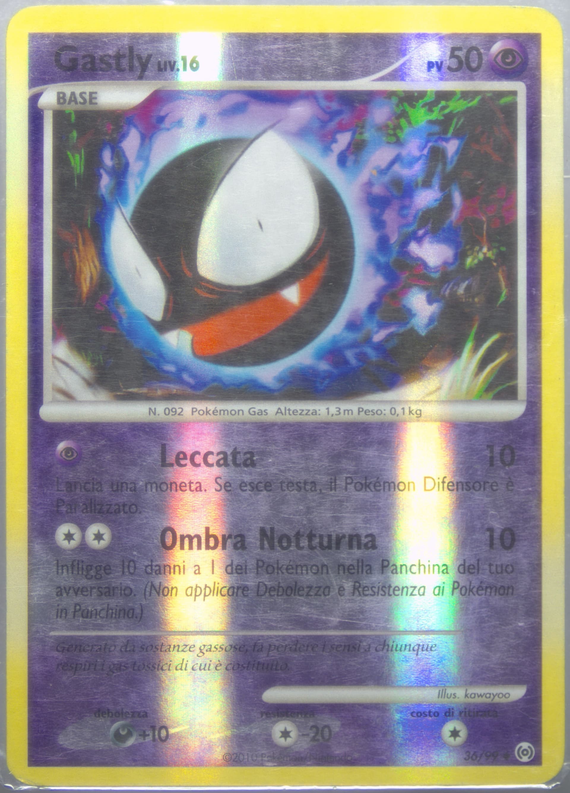 Gastly-Reverse Foil Italian (36) 2009 Pokemon Platinum Arceus