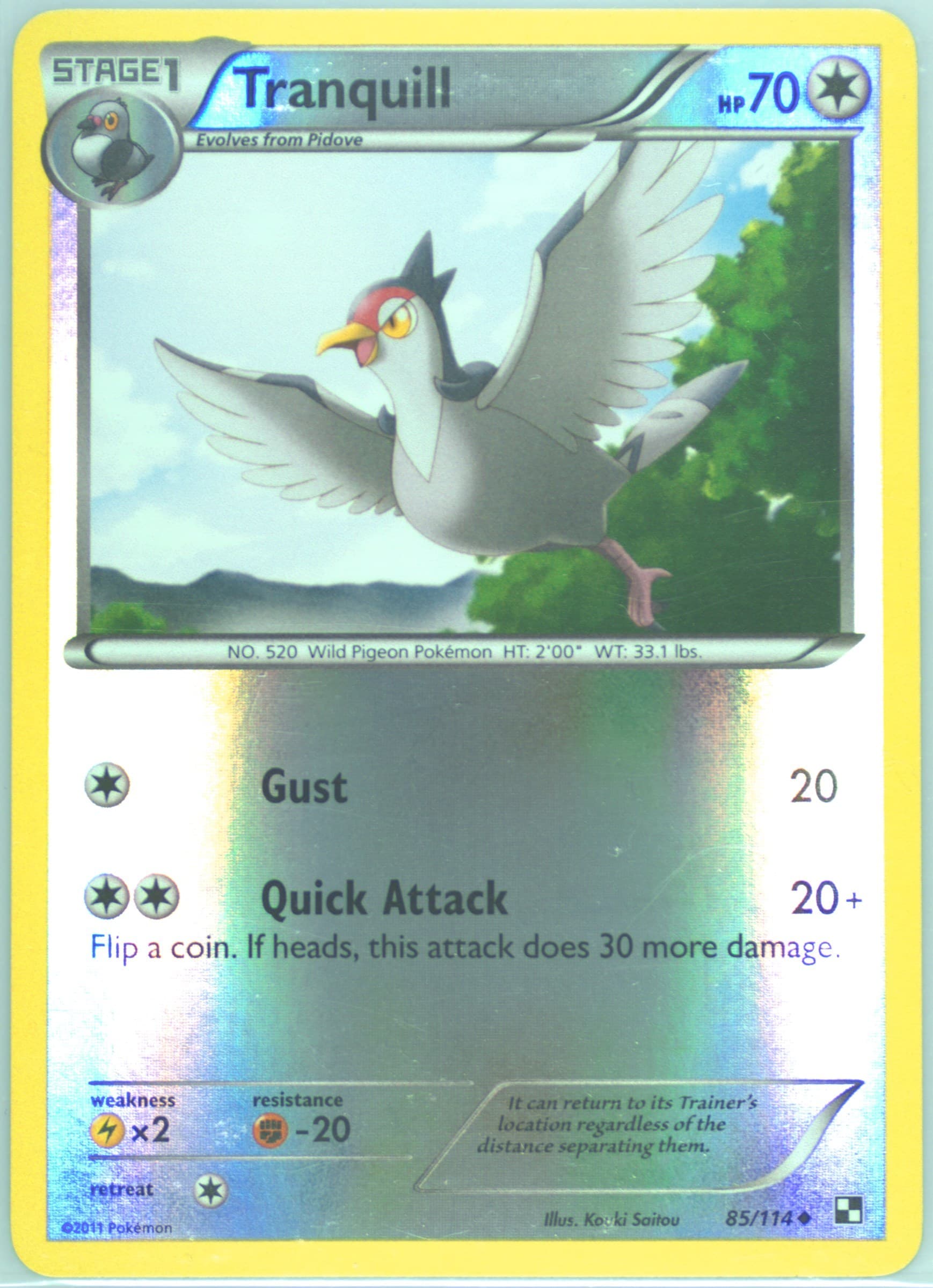 Tranquill-Reverse Foil (85) 2011 Pokemon Black & White