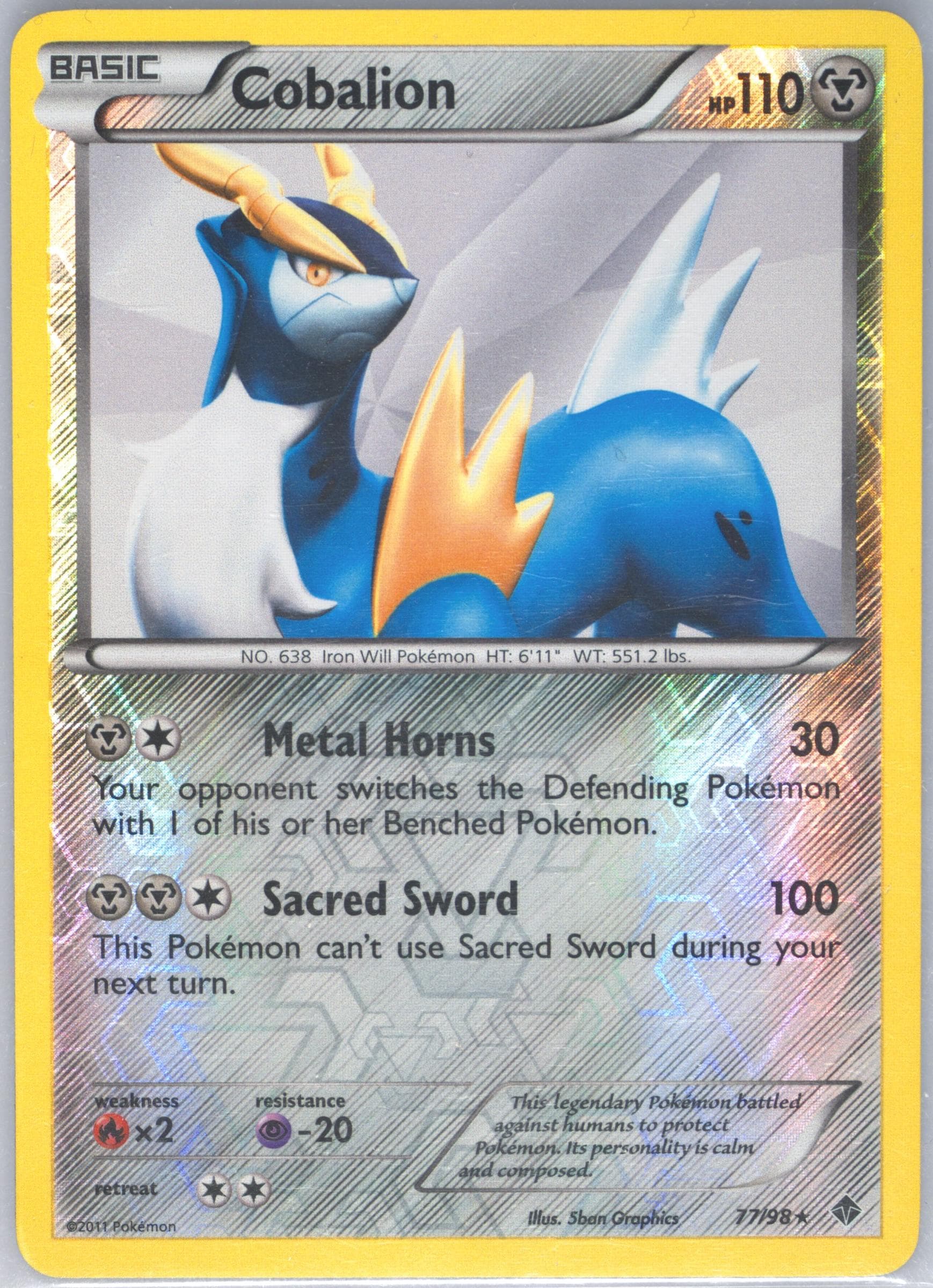 Cobalion-Reverse Foil (77) 2011 Pokemon Black & White Emerging Powers