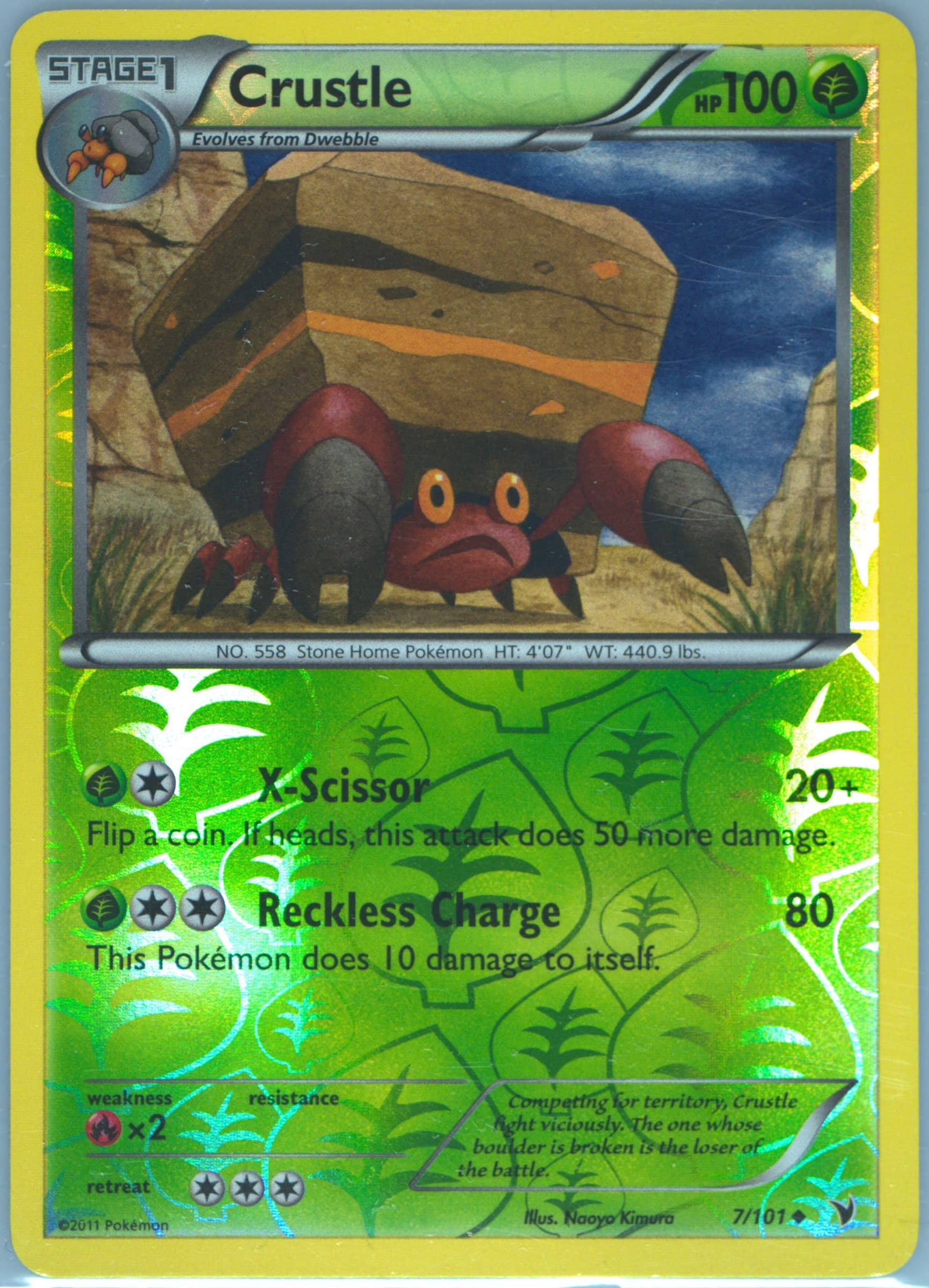Crustle-Reverse Foil (7) 2011 Pokemon Black & White Noble Victories