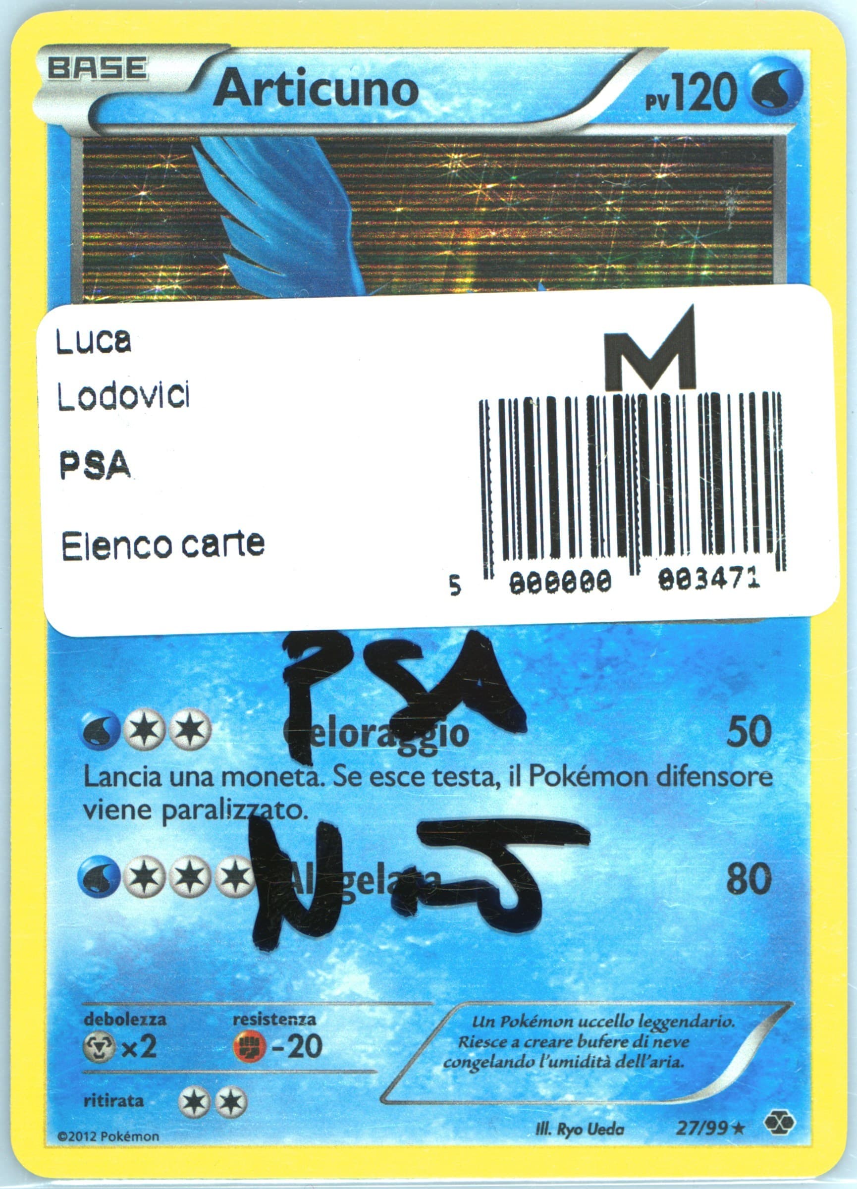 Articuno-Holo Italian (27) 2012 Pokemon Black & White Next Destinies