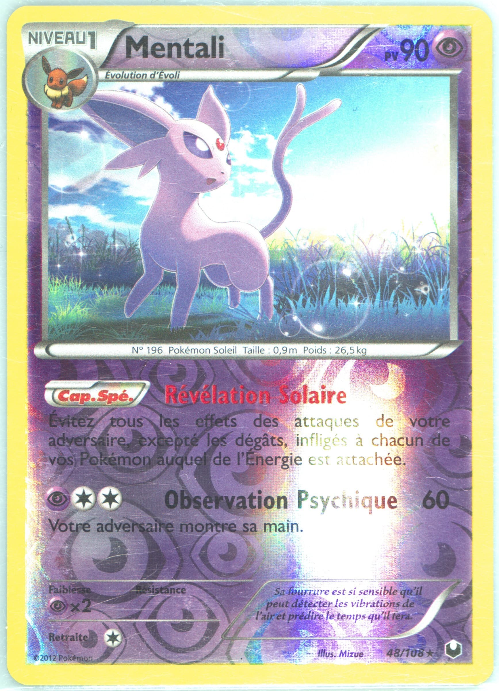 Mentali-Reverse Foil French (48) 2012 Pokemon Black & White Dark Explorers