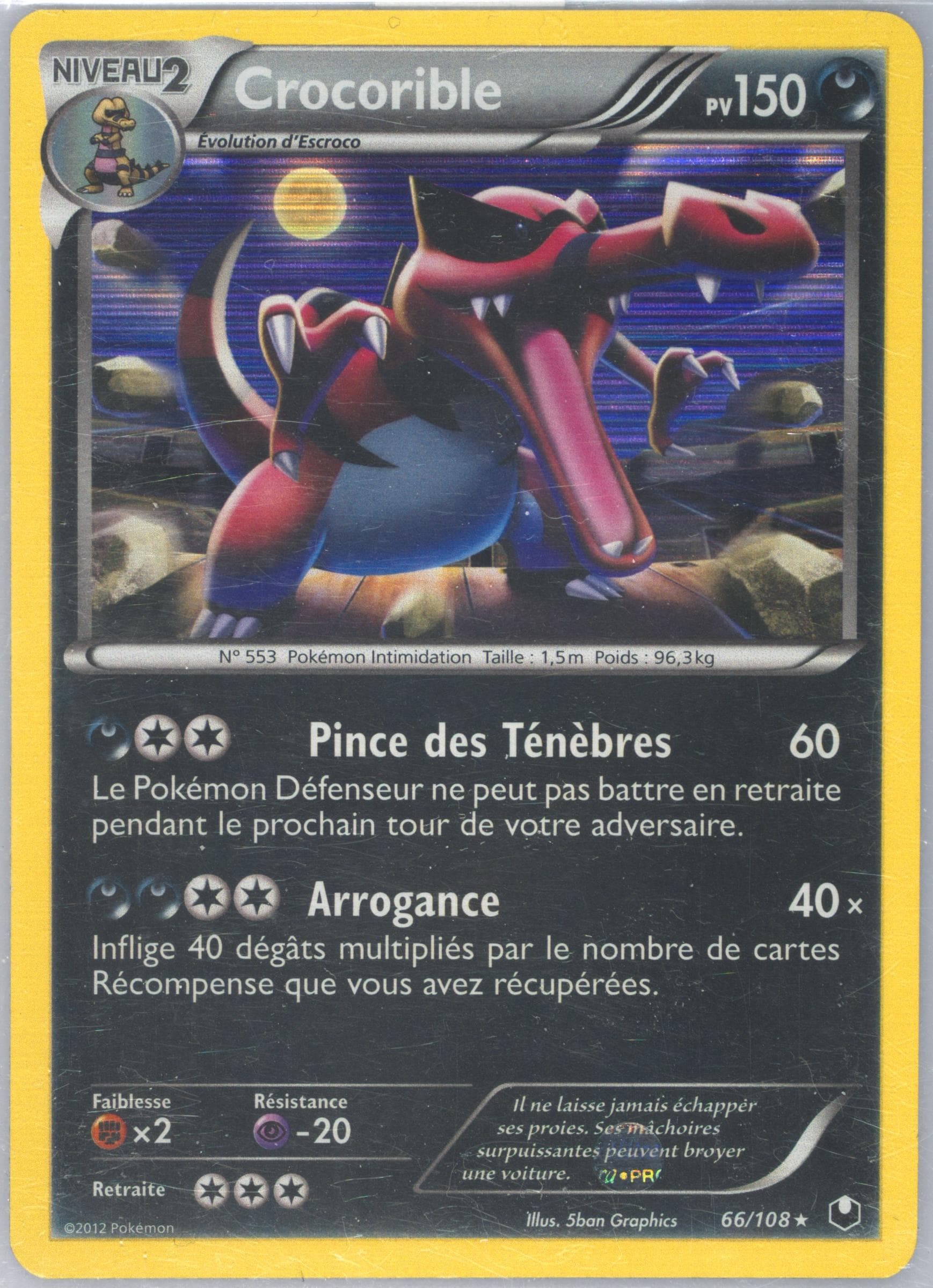 Crocorible-Holo French (66) 2012 Pokemon Black & White Dark Explorers