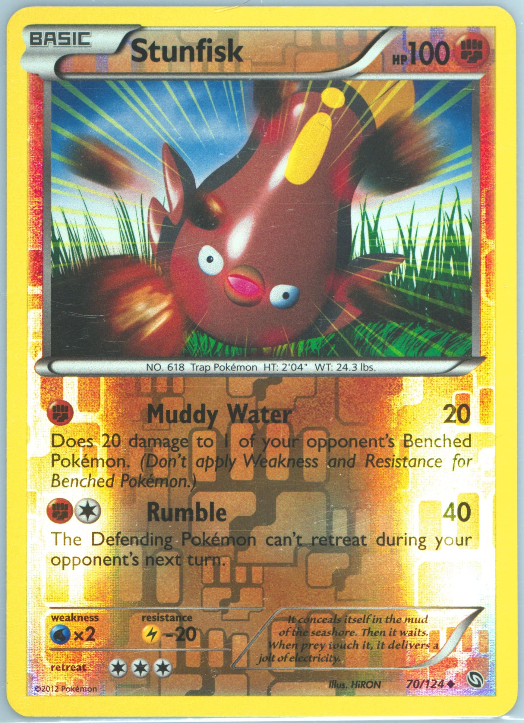 Stunfisk-Reverse Foil (70) 2012 Pokemon Black & White Dragons Exalted