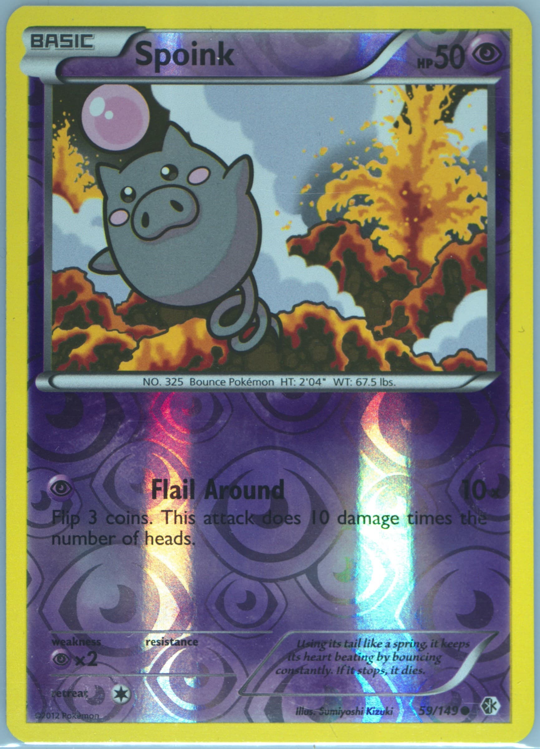 Spoink-Reverse Foil (59) 2012 Pokemon Black & White Boundaries Crossed