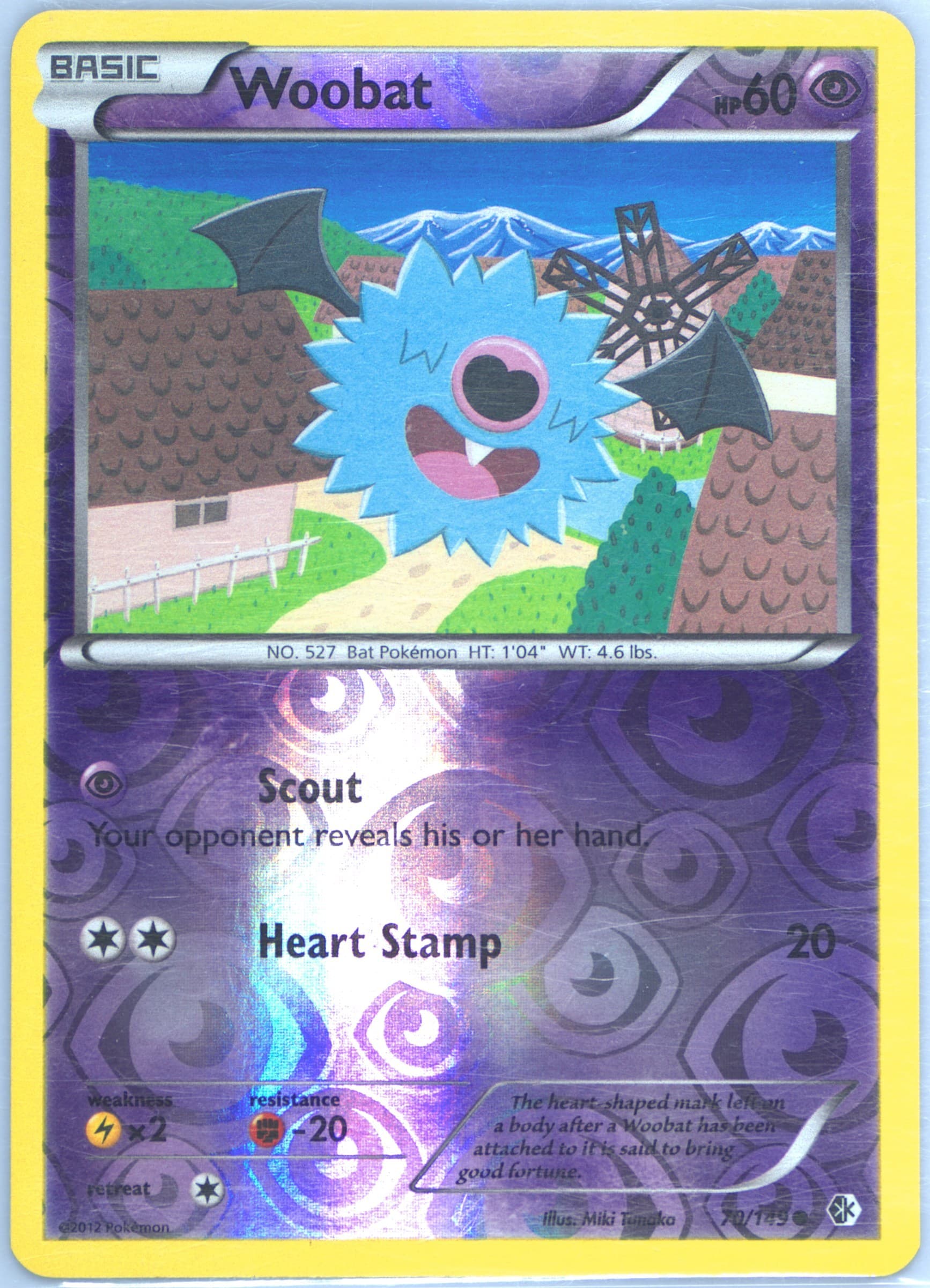Woobat-Reverse Foil (70) 2012 Pokemon Black & White Boundaries Crossed