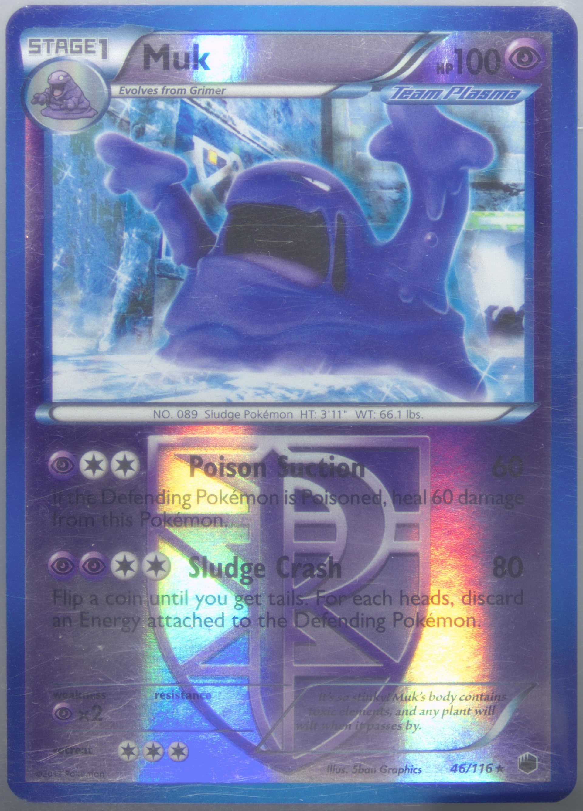 Muk-Reverse Foil (46) 2013 Pokemon Black & White Plasma Freeze