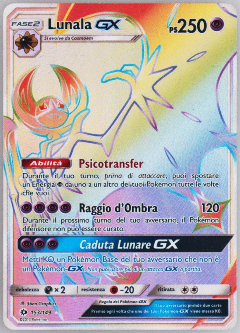 Full Art/Lunala GX Italian-Secret (153) 2017 Pokemon Sun & Moon