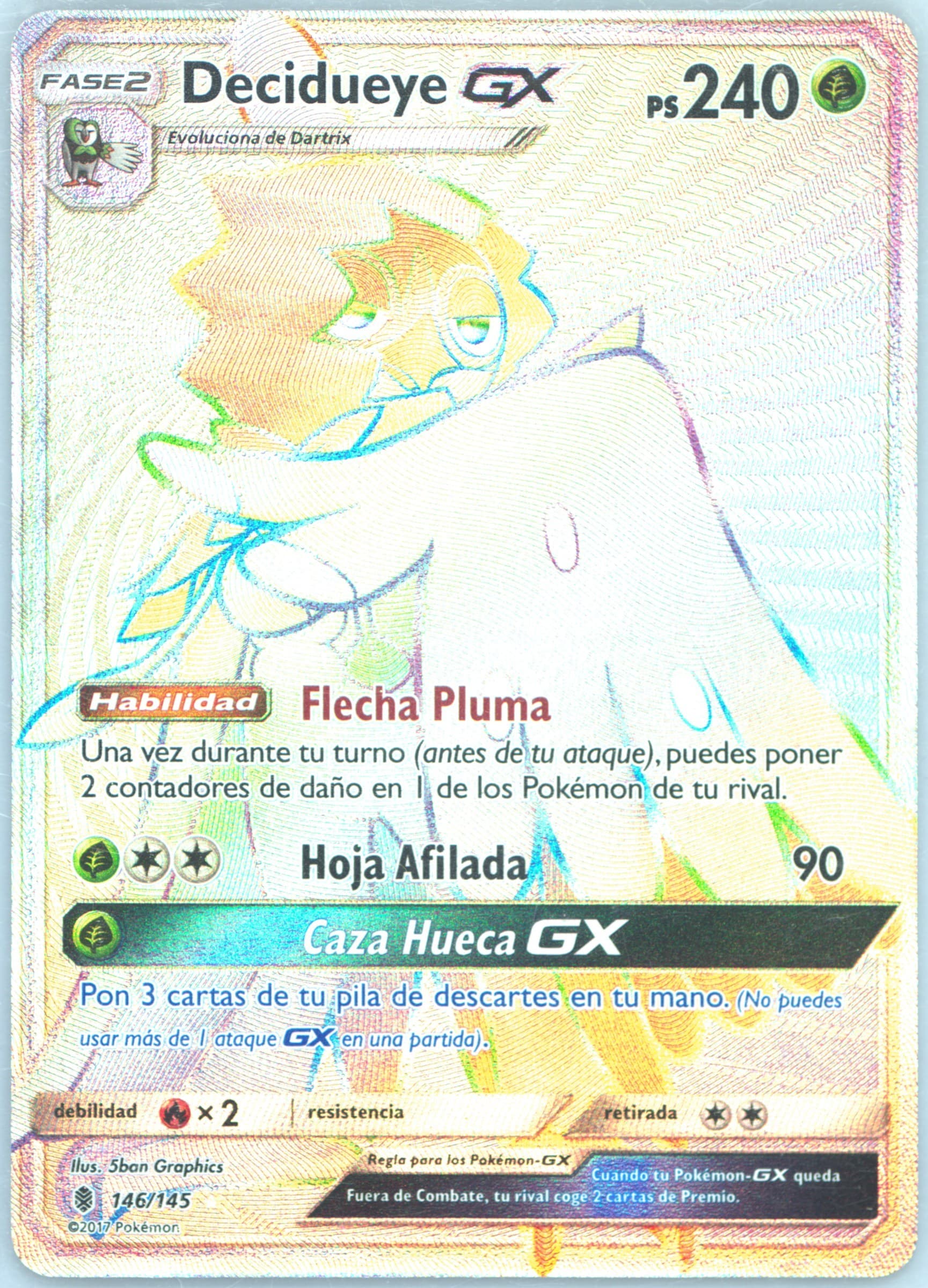 Full Art/Decidueye GX Spanish-Secret (146) 2017 Pokemon Sun & Moon Guardians Rising