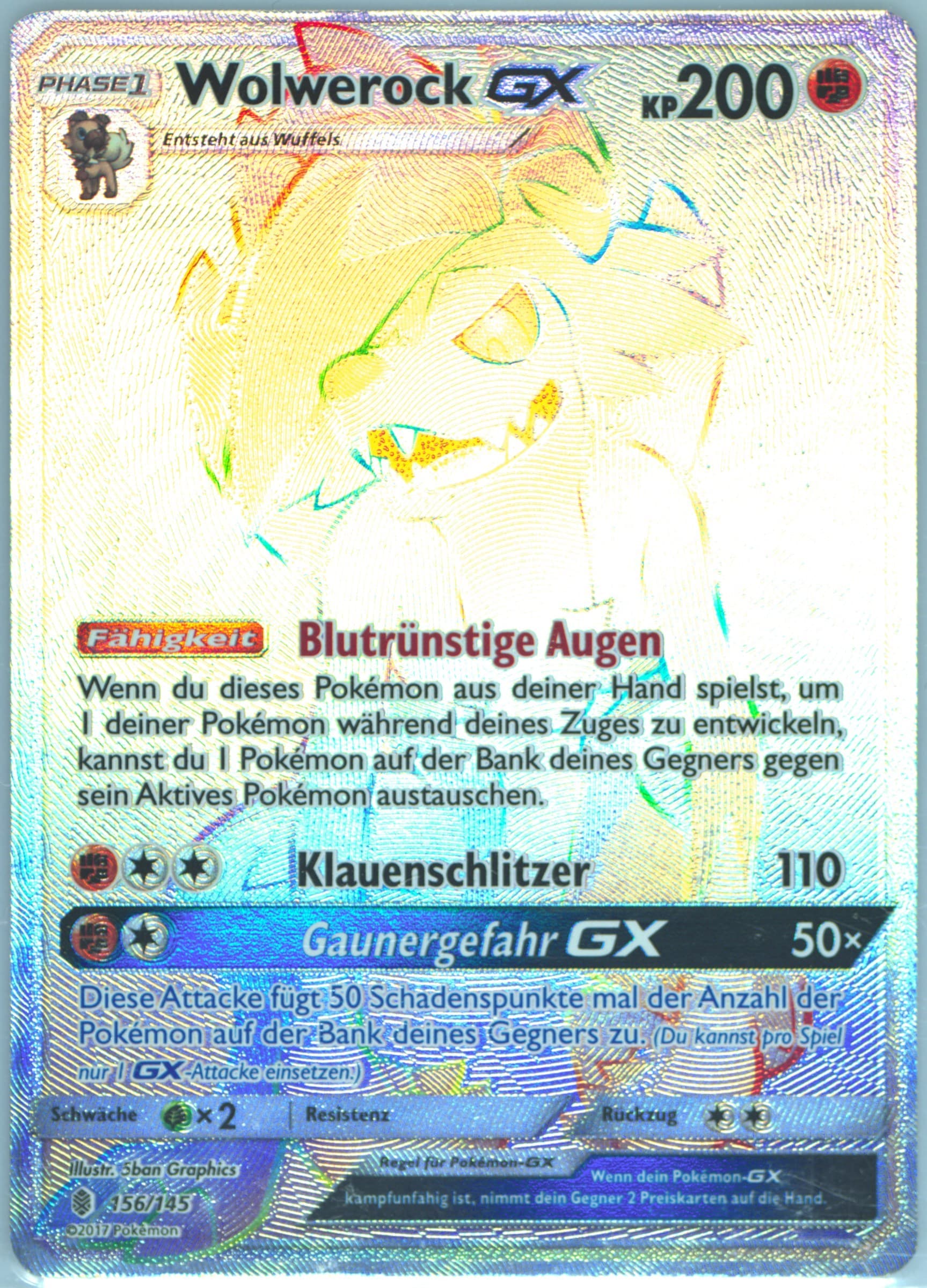 Full Art/Wolwerock GX German-Secret (156) 2017 Pokemon Sun & Moon Guardians Rising